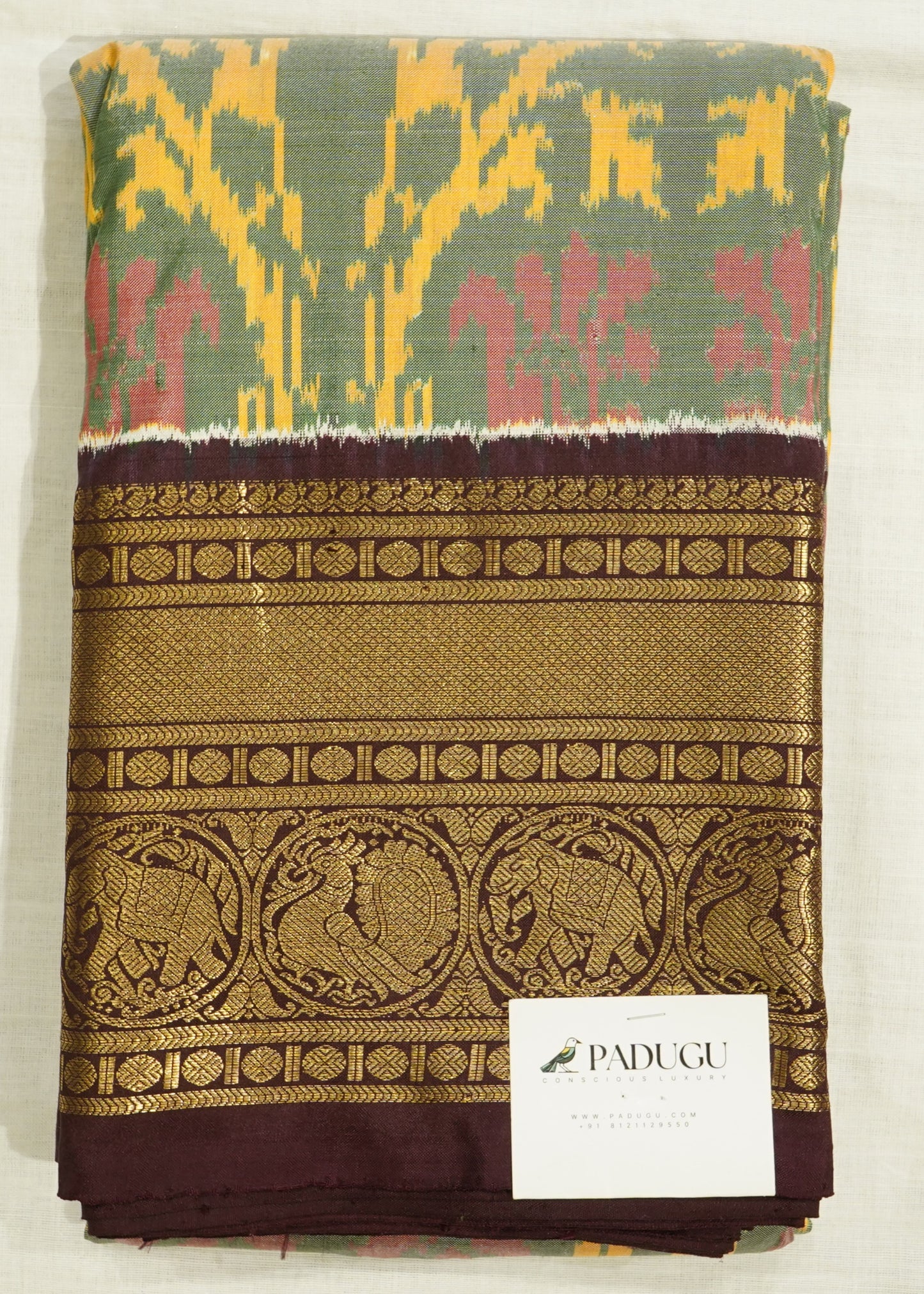 Light Green Pochampally Ikkat Pure Silk Handloom Saree