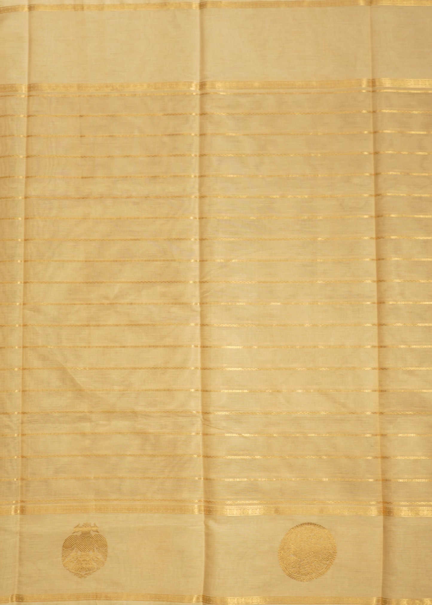 Cream Kanchi Zari Buti Pure Handloom Saree