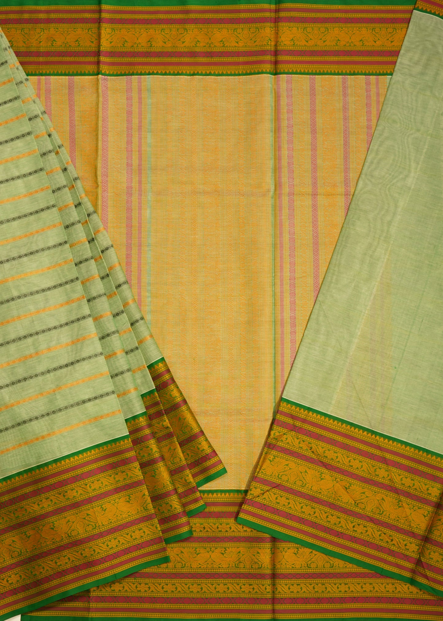 Sea Green Kanchi Thread Buti Pure Handloom Saree