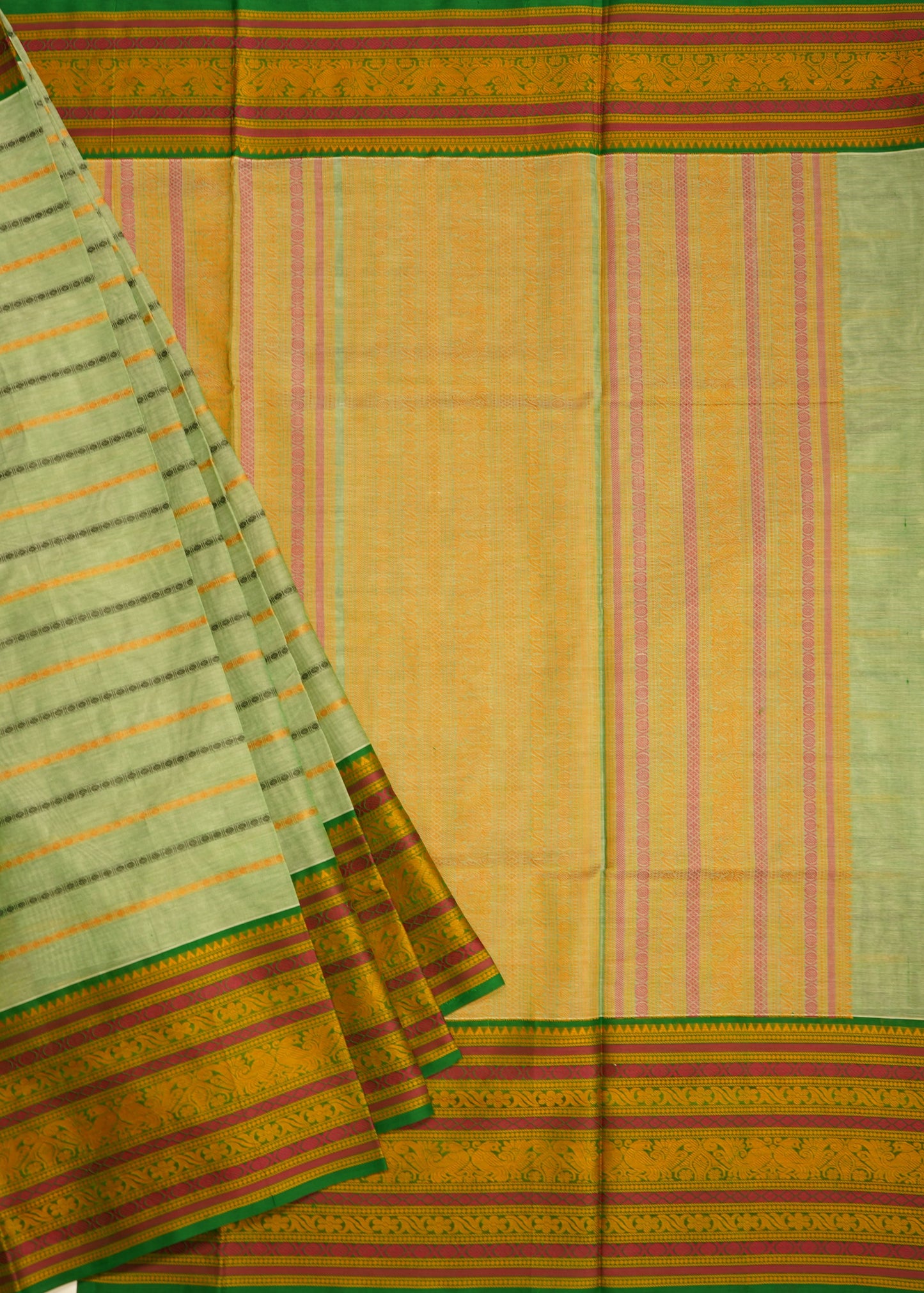 Sea Green Kanchi Thread Buti Pure Handloom Saree