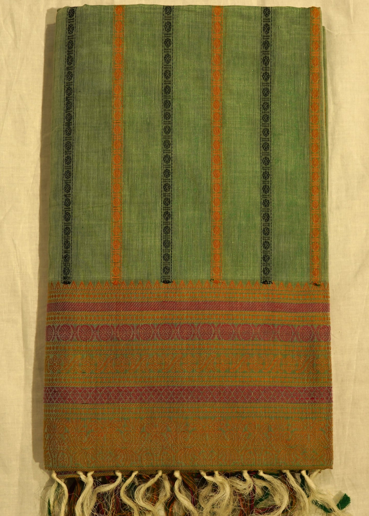 Sea Green Kanchi Thread Buti Pure Handloom Saree