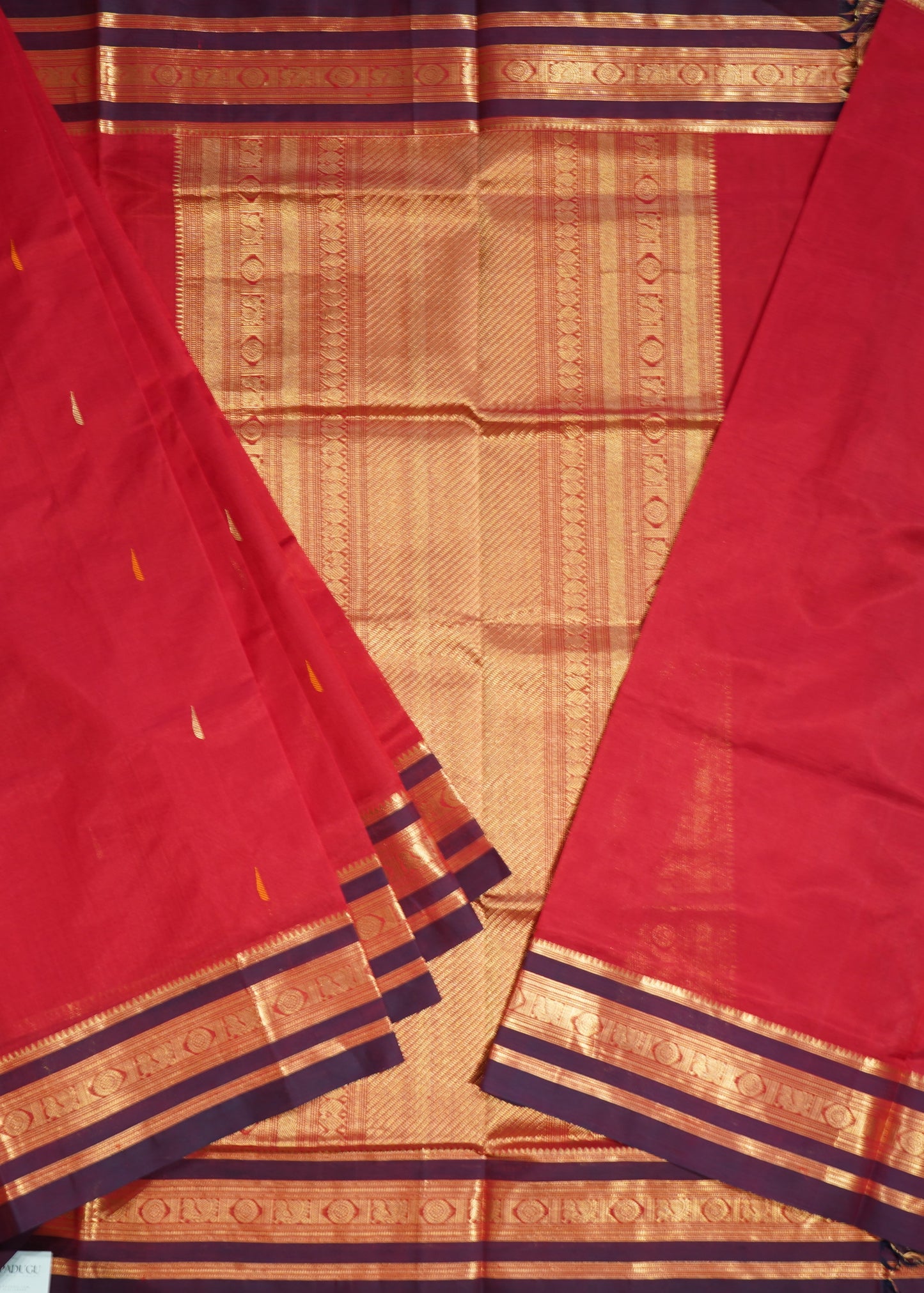 Red Kanchi Zari Buti Pure Silk Handloom Saree