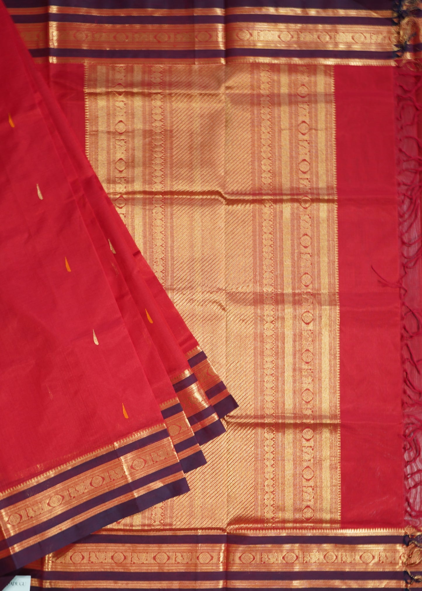 Red Kanchi Zari Buti Pure Silk Handloom Saree