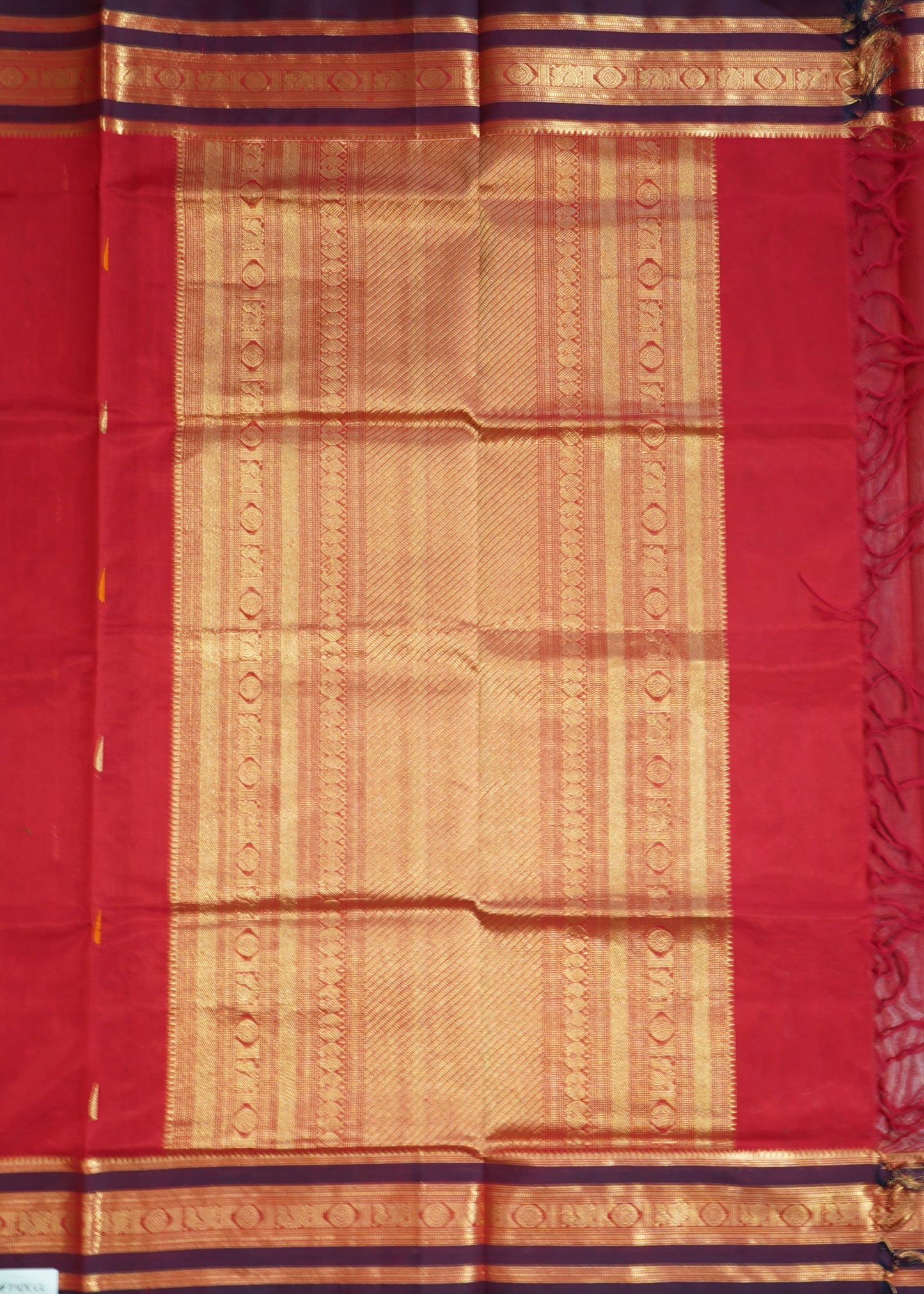 Red Kanchi Zari Buti Pure Silk Handloom Saree