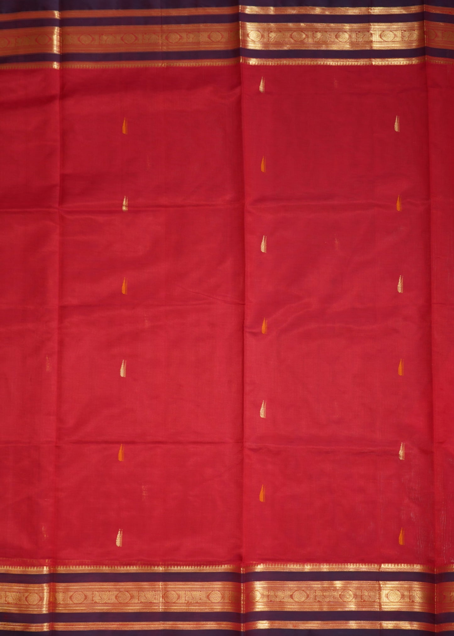 Red Kanchi Zari Buti Pure Silk Handloom Saree