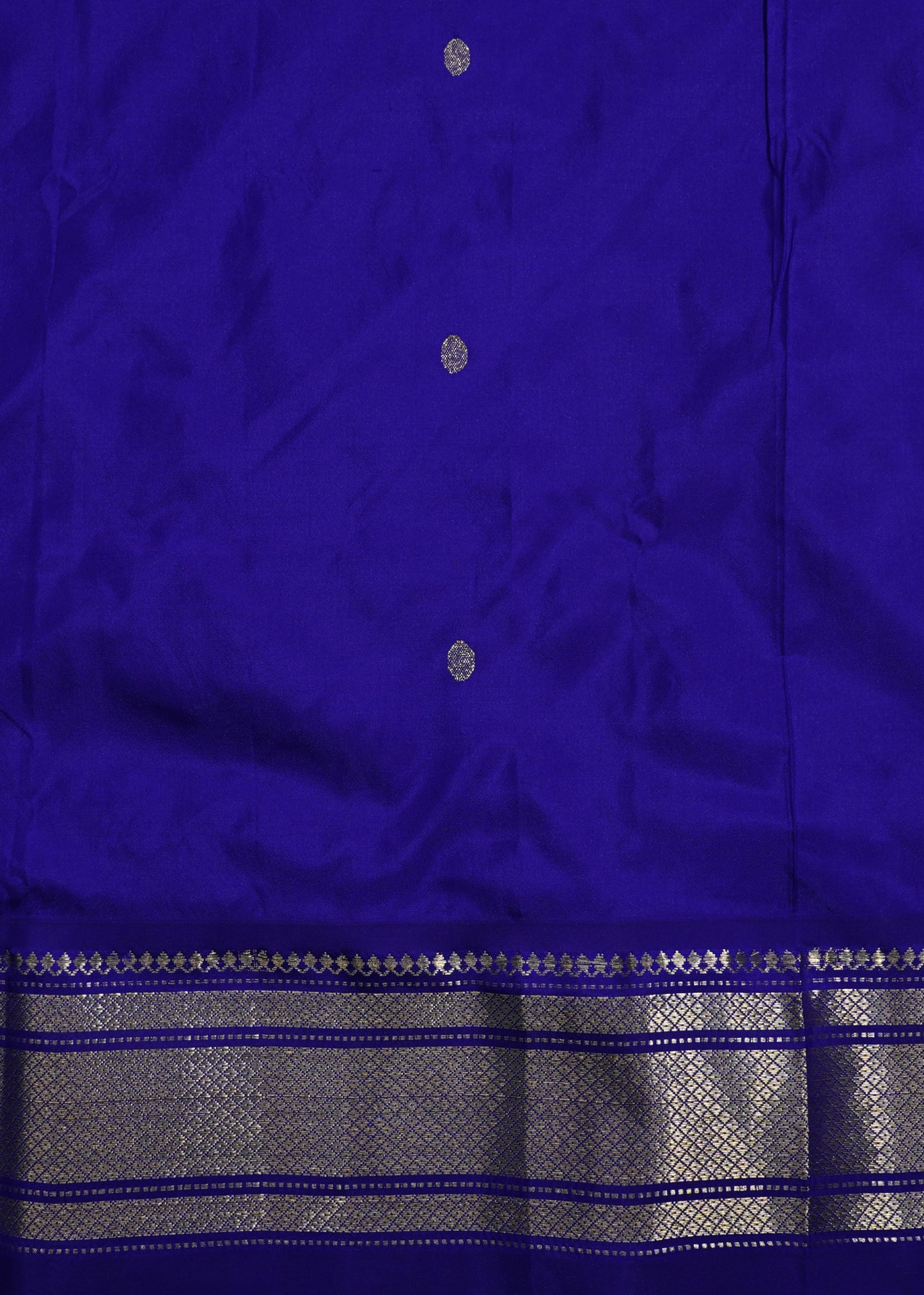 Blue Paithani Zari Buti Narali Border Pure Silk Handloom Saree