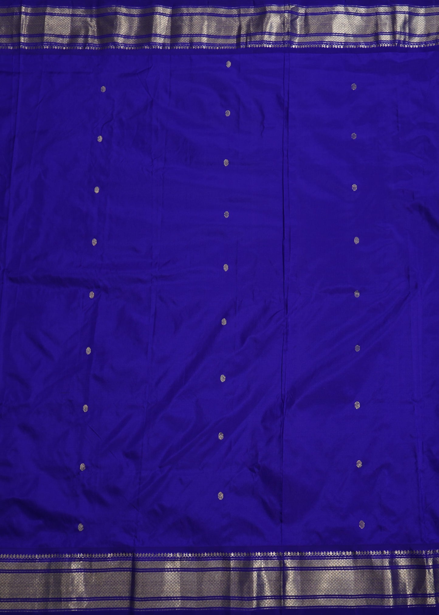 Blue Paithani Zari Buti Narali Border Pure Silk Handloom Saree