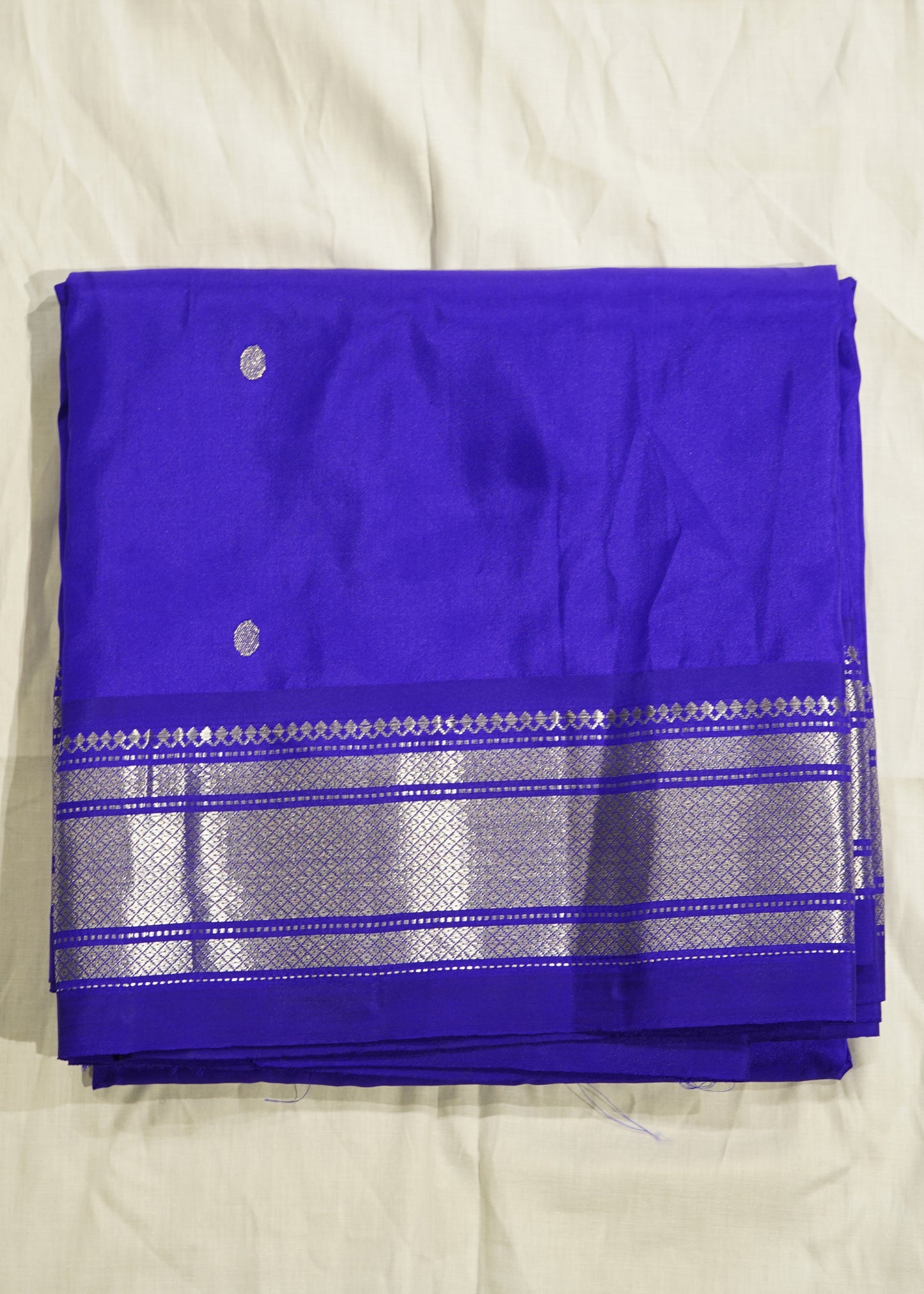 Blue Paithani Zari Buti Narali Border Pure Silk Handloom Saree