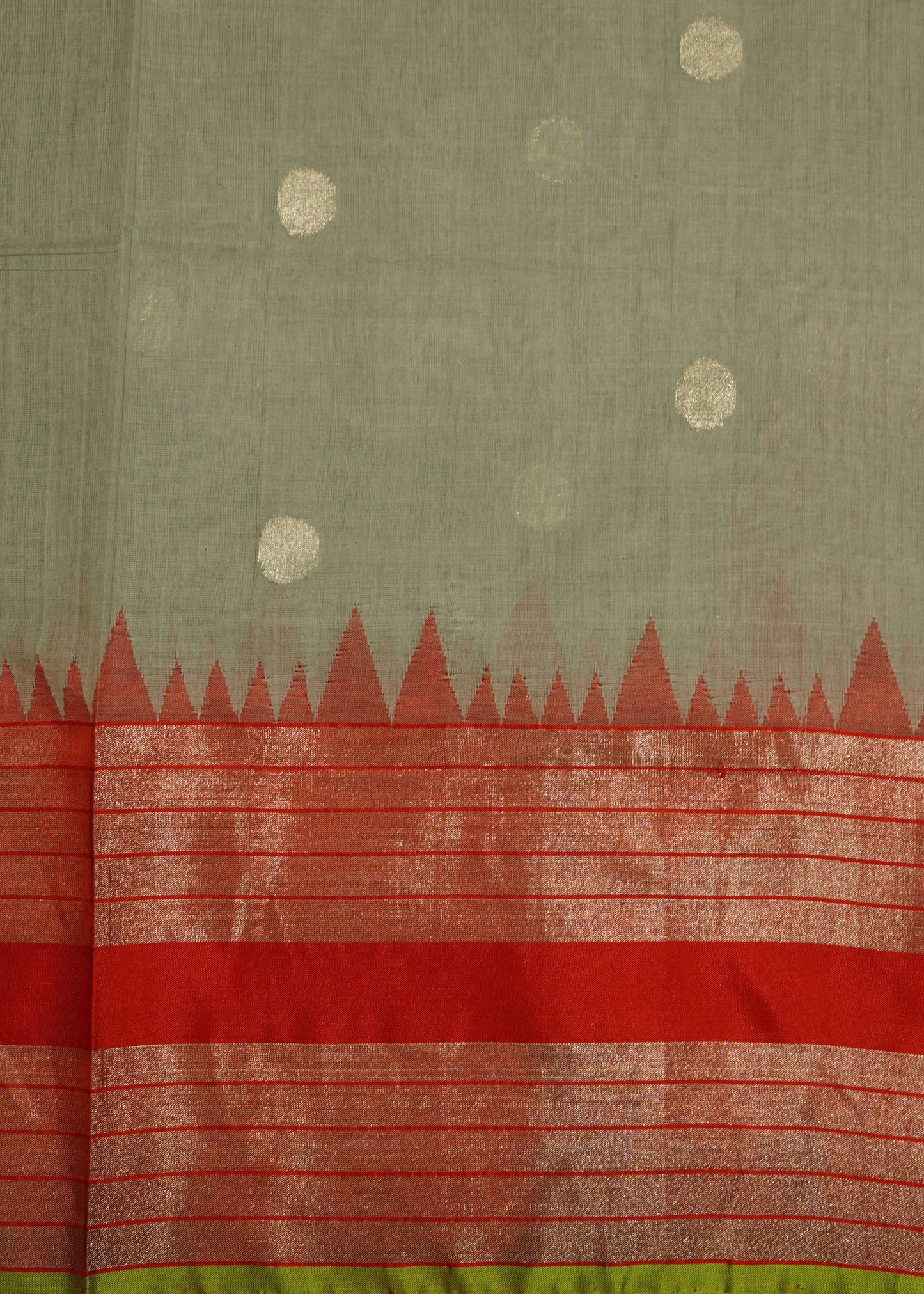 Light Gray Ponduru All over Zari Buti Pure Cotton Handloom Saree
