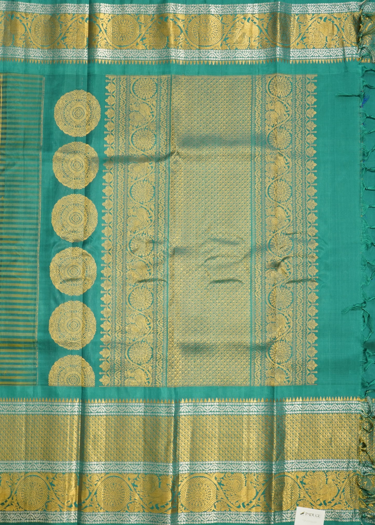 Yellow Gadwal Missing Checks Pure Silk Handloom Saree