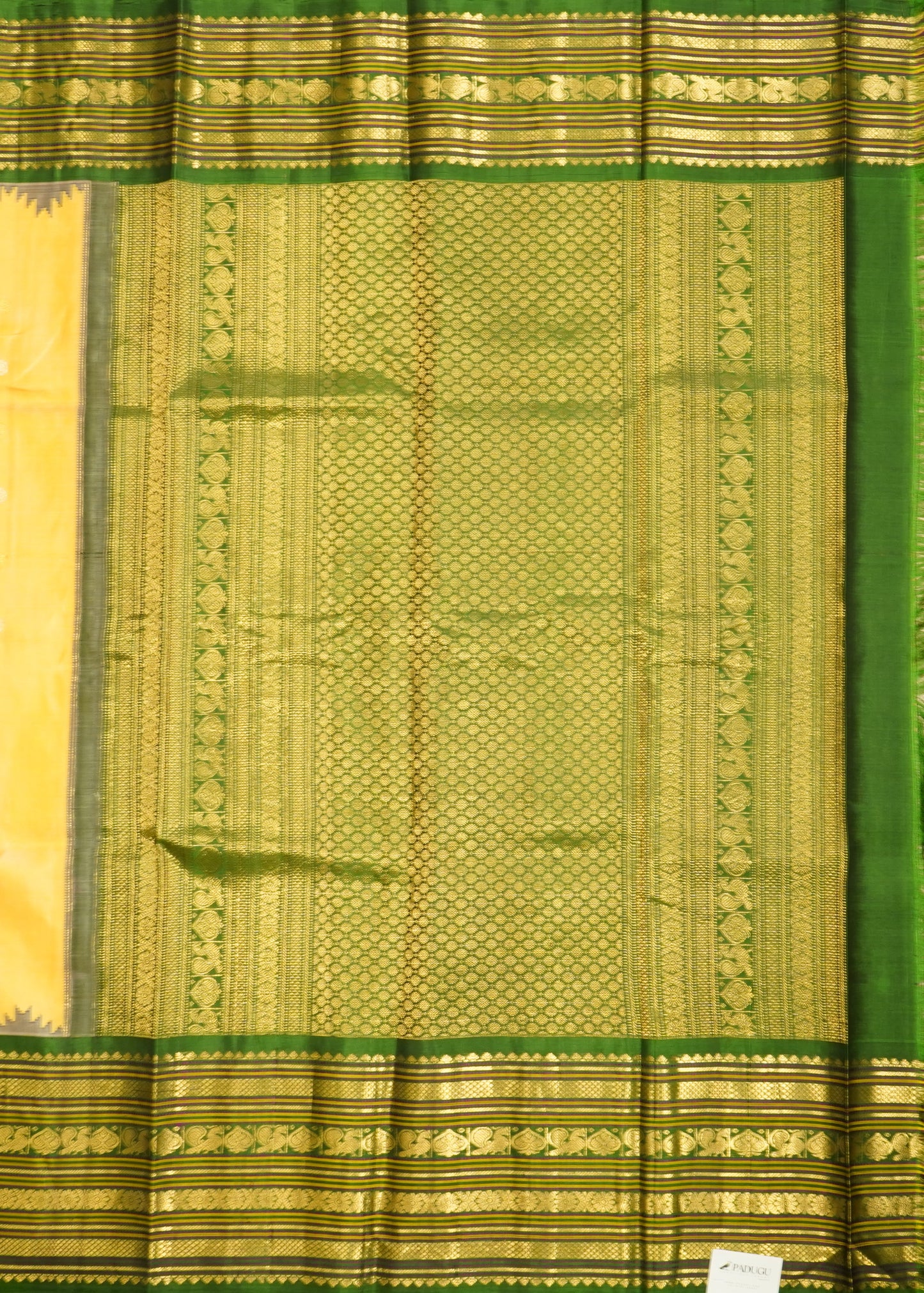 Yellow Gadwal Zari Buti Pure Silk Handloom Saree