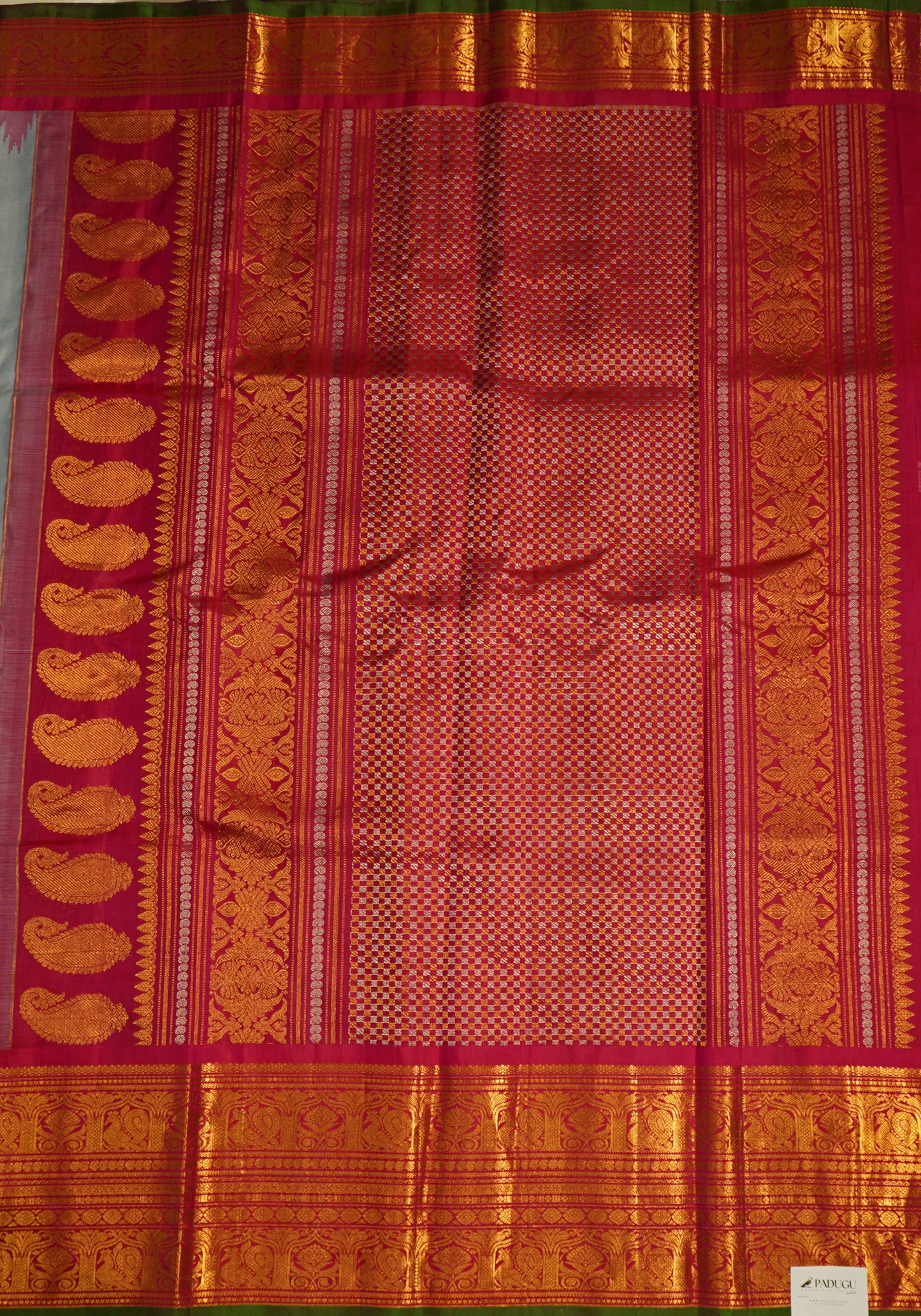 Grey Gadwal Buti Pure Silk Handloom Saree