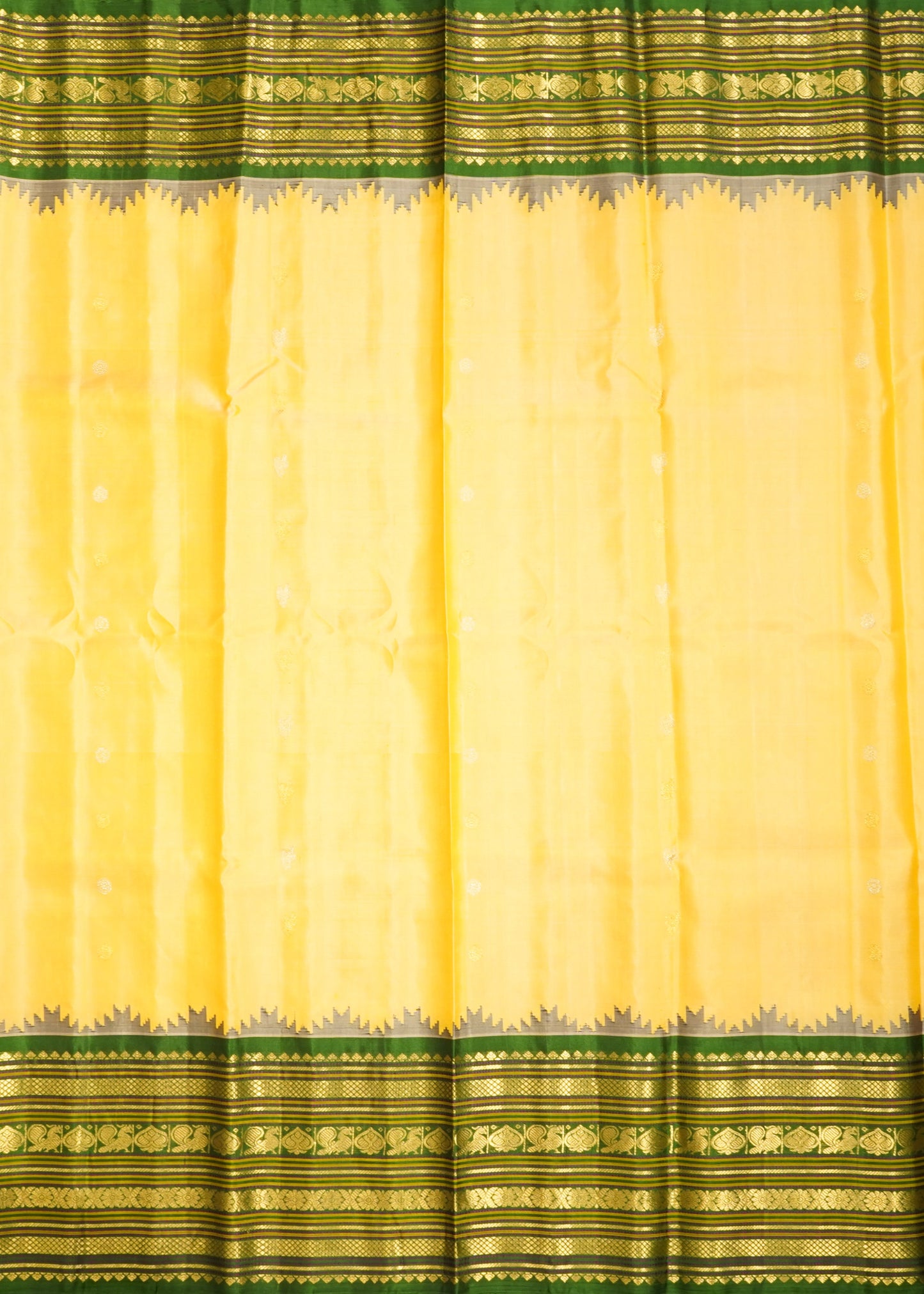 Yellow Gadwal Zari Buti Pure Silk Handloom Saree