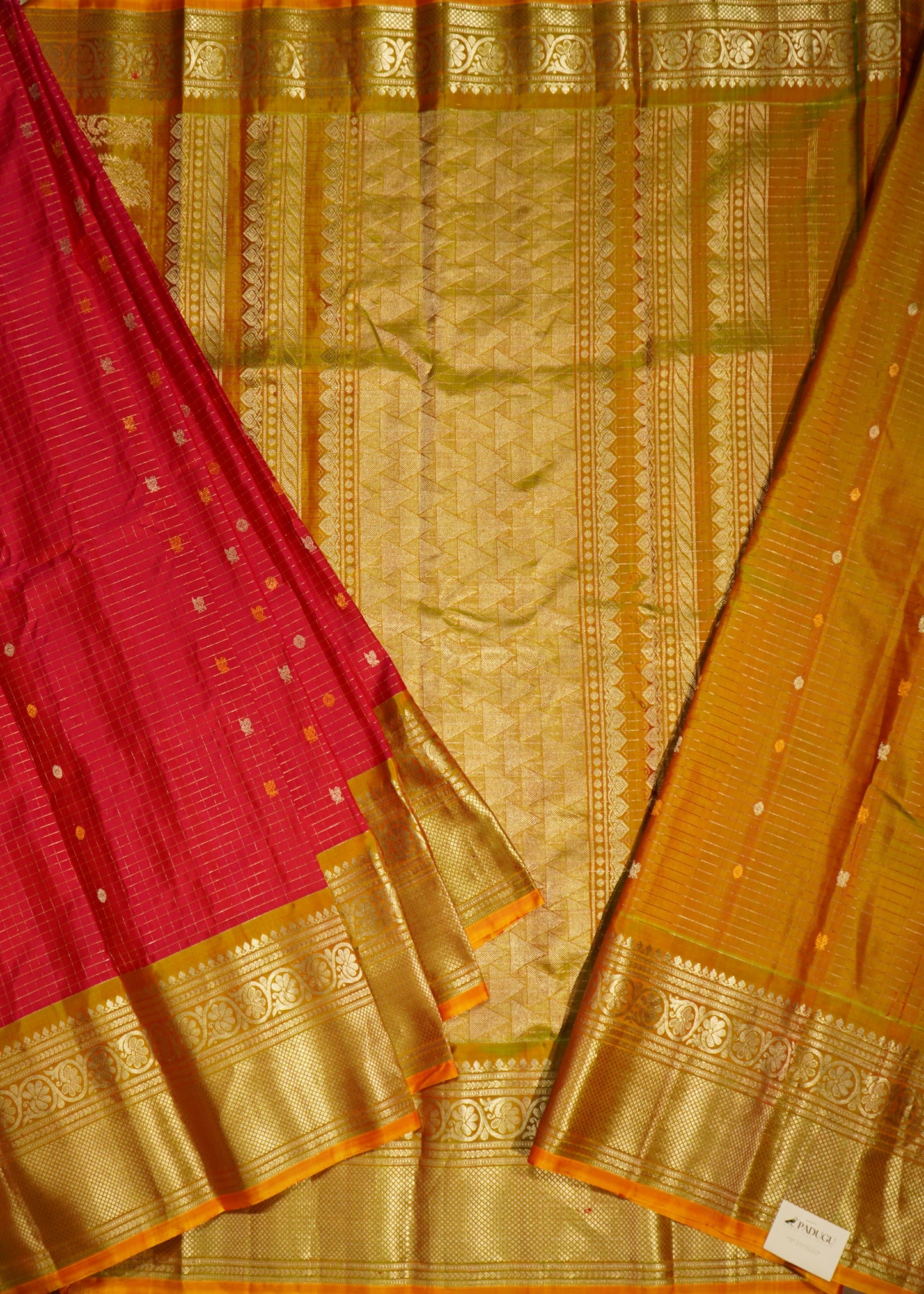 Red Gadwal Silk Border Pure Silk Handloom Saree