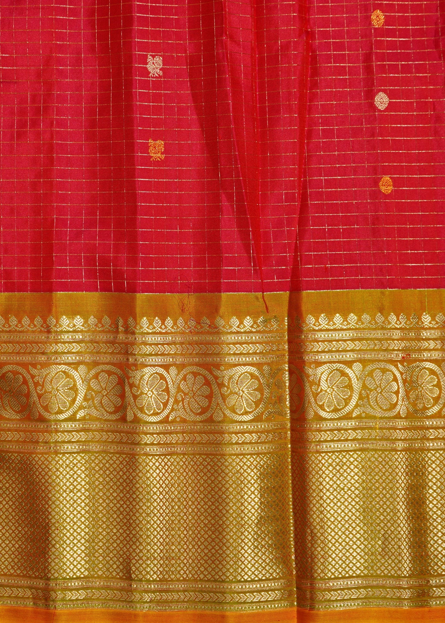 Red Gadwal Silk Border Pure Silk Handloom Saree