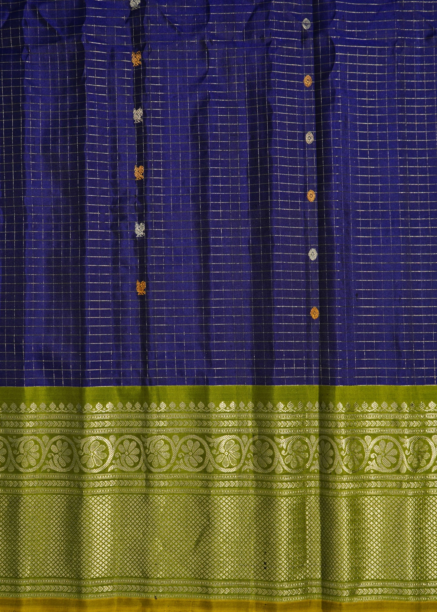 Blue Gadwal Checks Pure Silk Handloom Saree