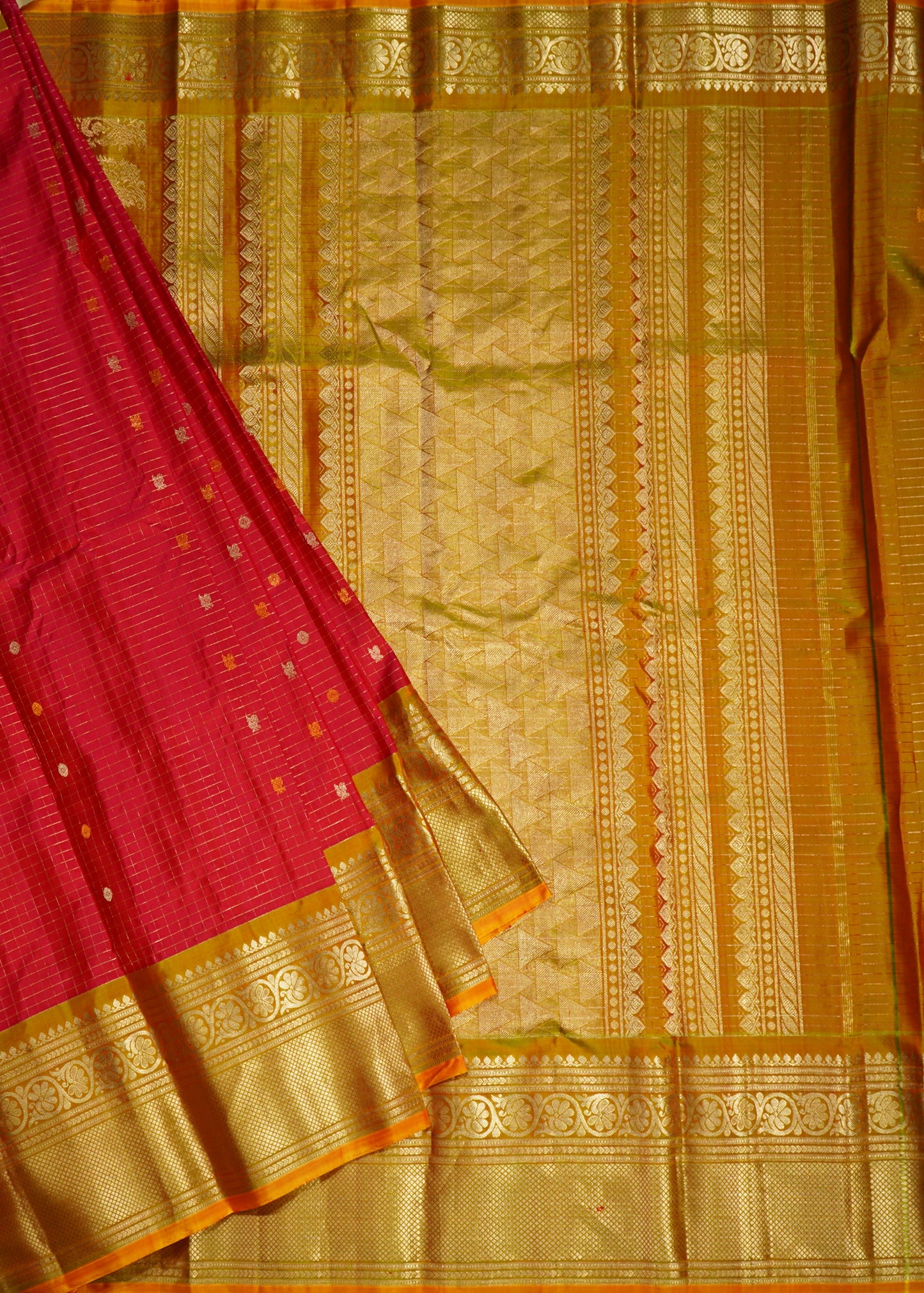 Red Gadwal Silk Border Pure Silk Handloom Saree