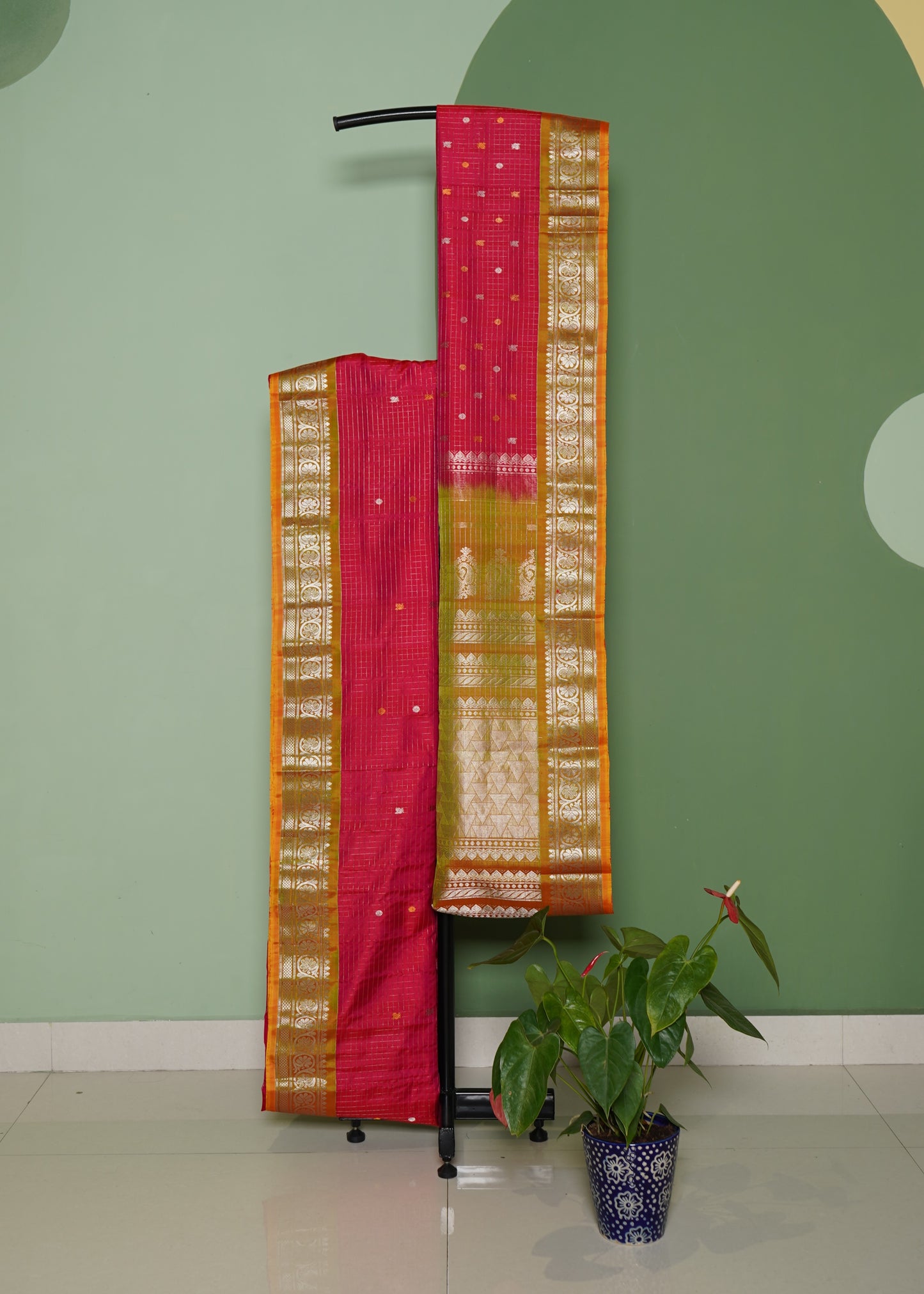 Red Gadwal Silk Border Pure Silk Handloom Saree