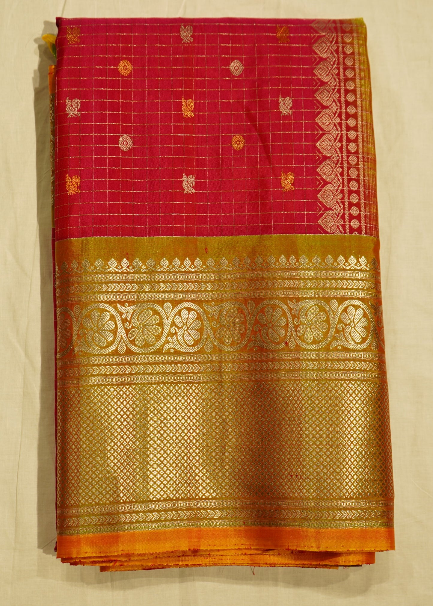 Red Gadwal Silk Border Pure Silk Handloom Saree
