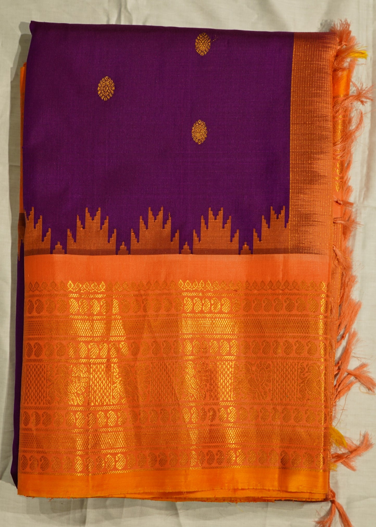 Dark Pink Gadwal Zari Buti Pure Silk Handloom Saree