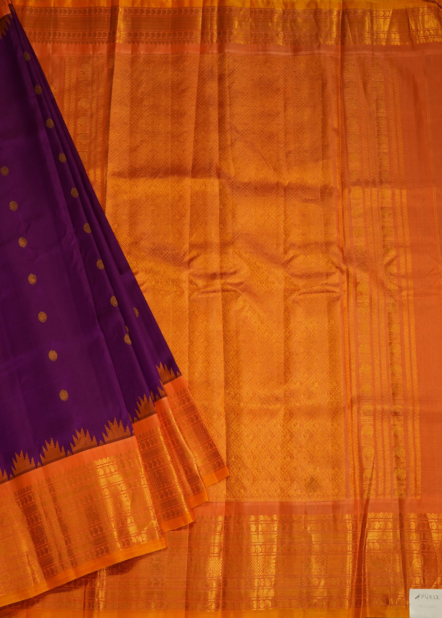 Dark Pink Gadwal Zari Buti Pure Silk Handloom Saree