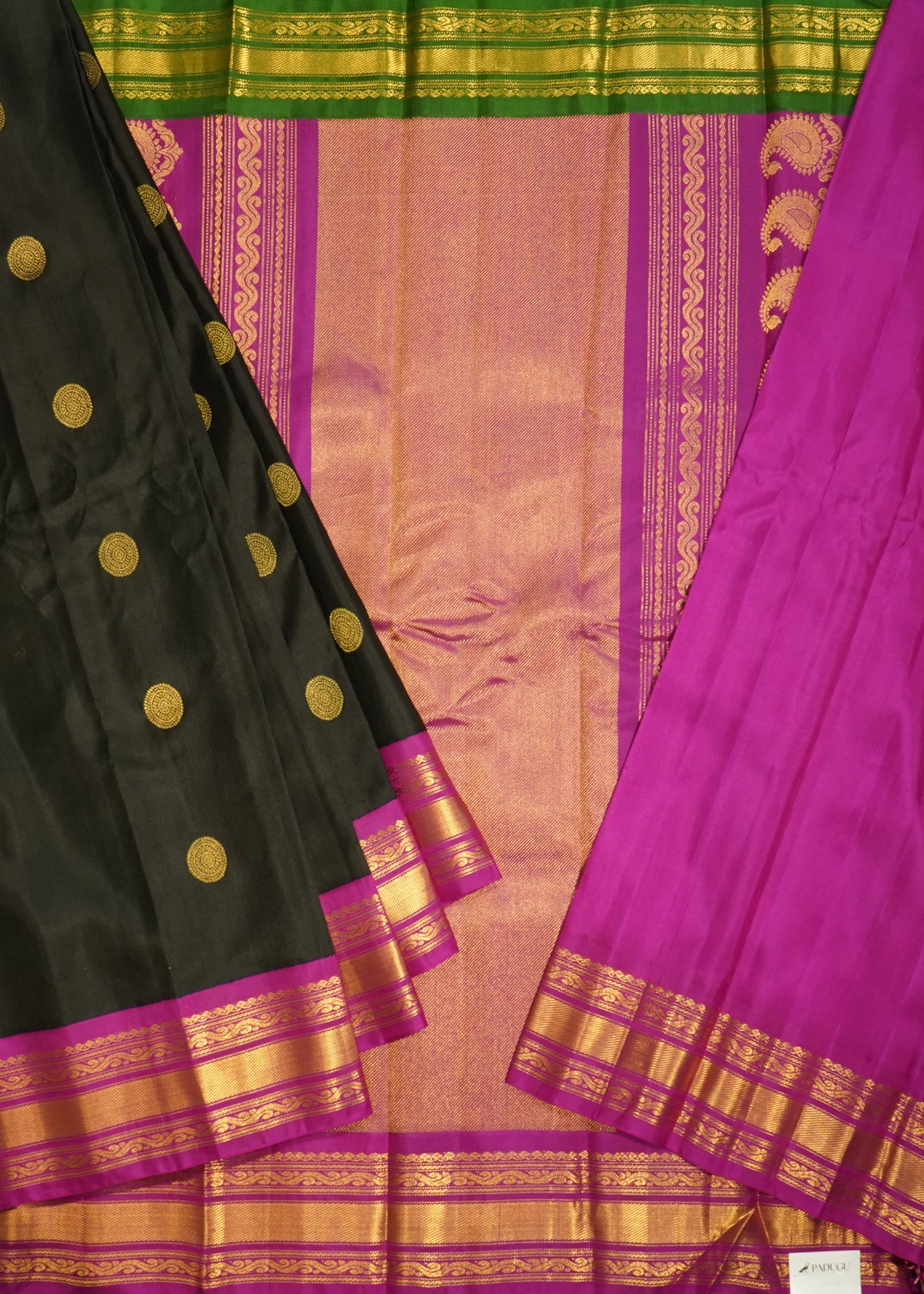 Black Gadwal Zari Buti Pure Silk Handloom Saree
