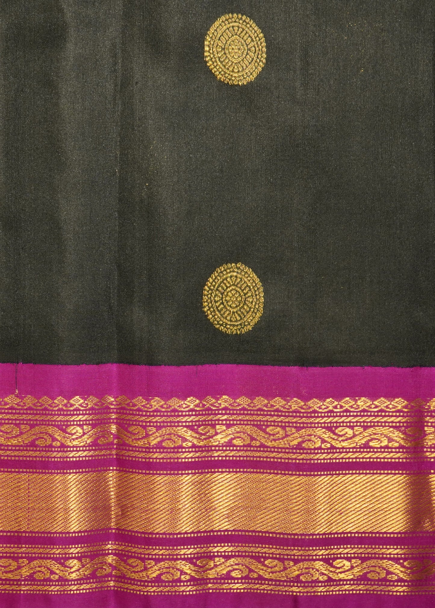 Black Gadwal Zari Buti Pure Silk Handloom Saree