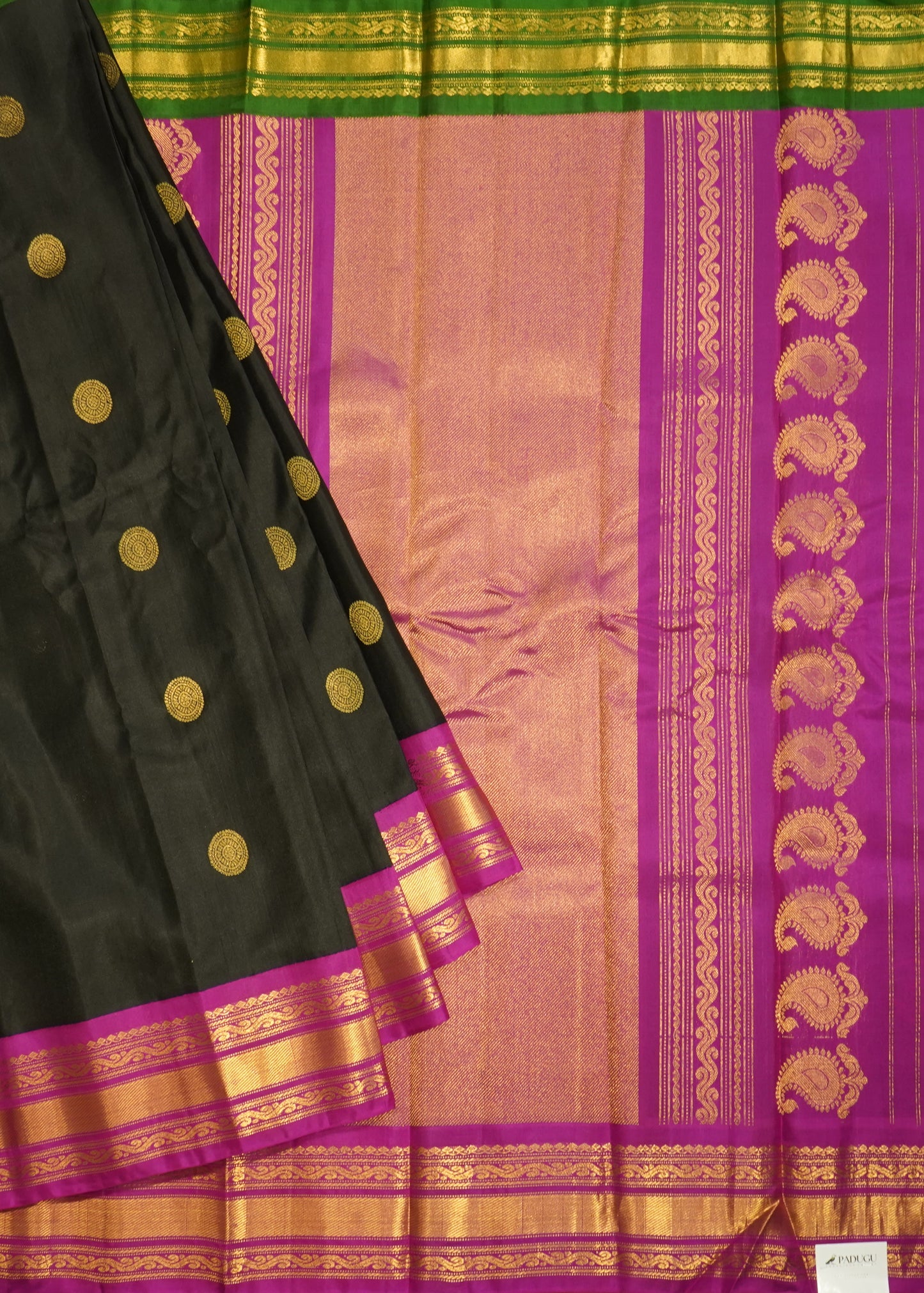 Black Gadwal Zari Buti Pure Silk Handloom Saree