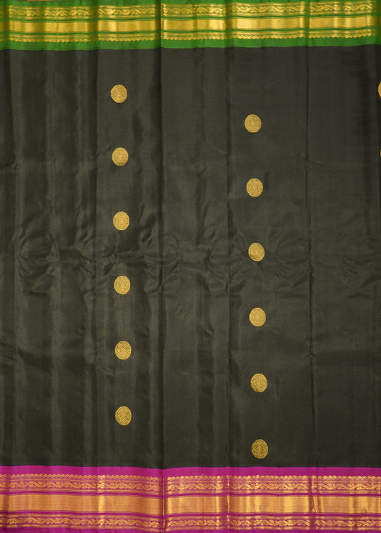 Black Gadwal Zari Buti Pure Silk Handloom Saree