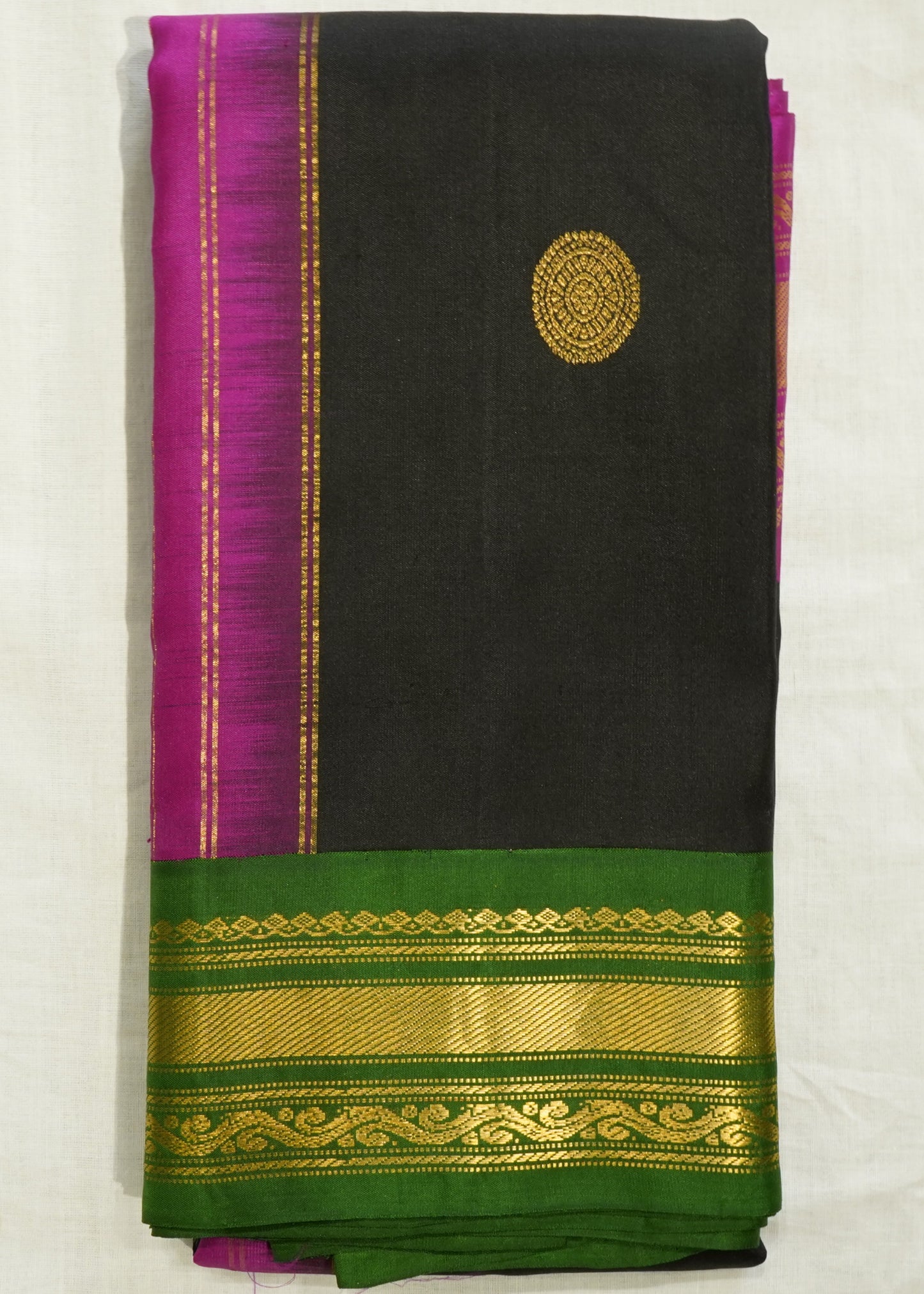 Black Gadwal Zari Buti Pure Silk Handloom Saree