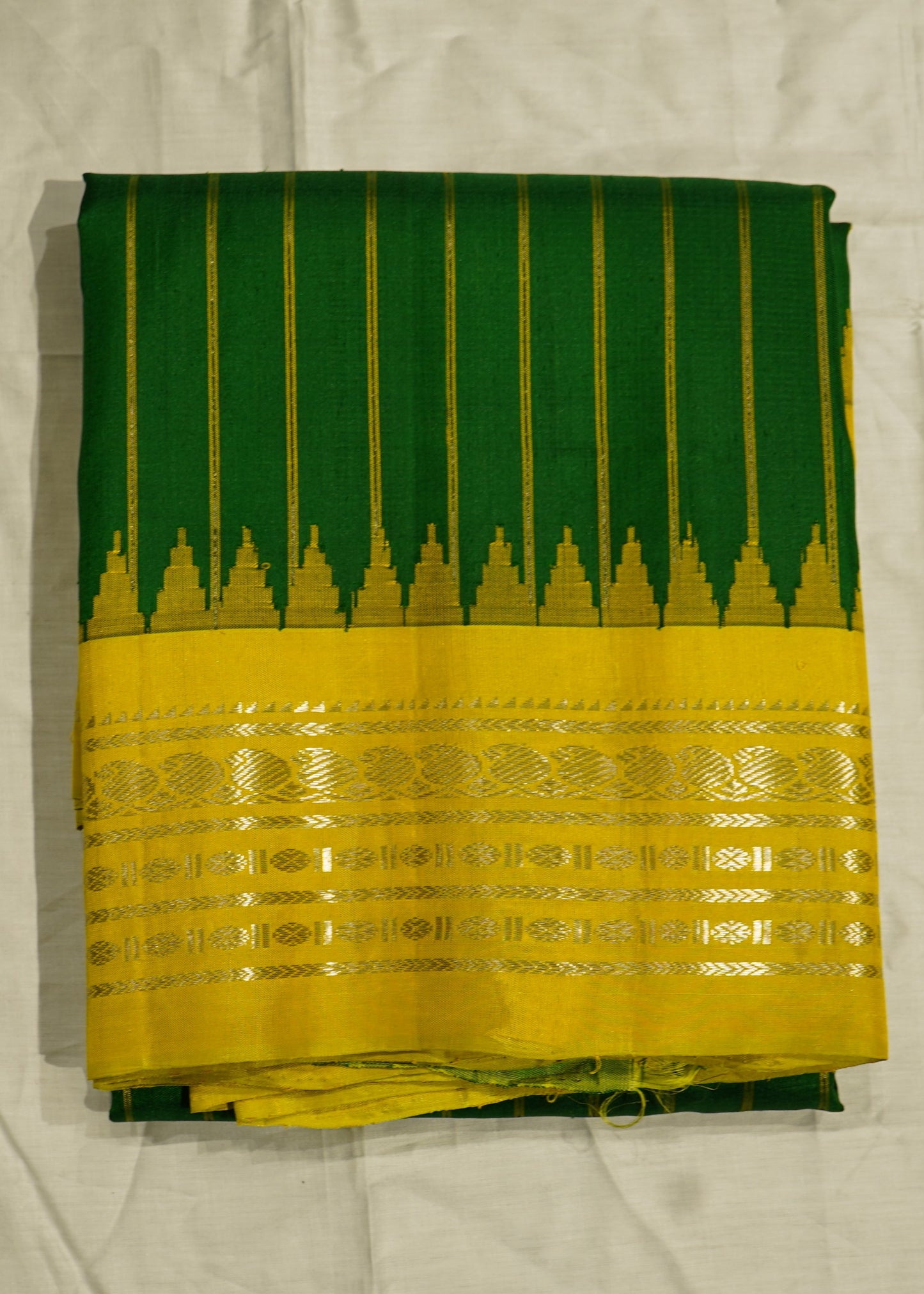Green Gadwal Strips Pure Silk Handloom Saree