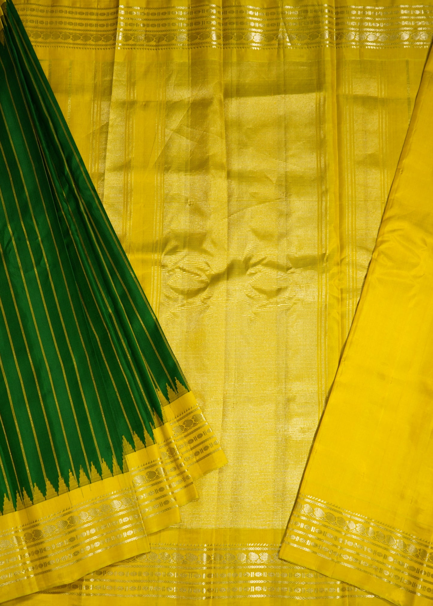 Green Gadwal Strips Pure Silk Handloom Saree