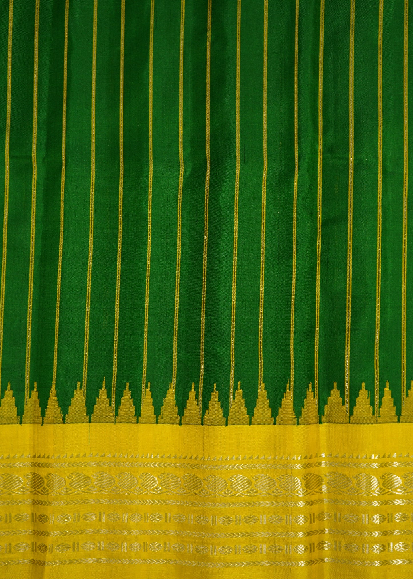 Green Gadwal Strips Pure Silk Handloom Saree