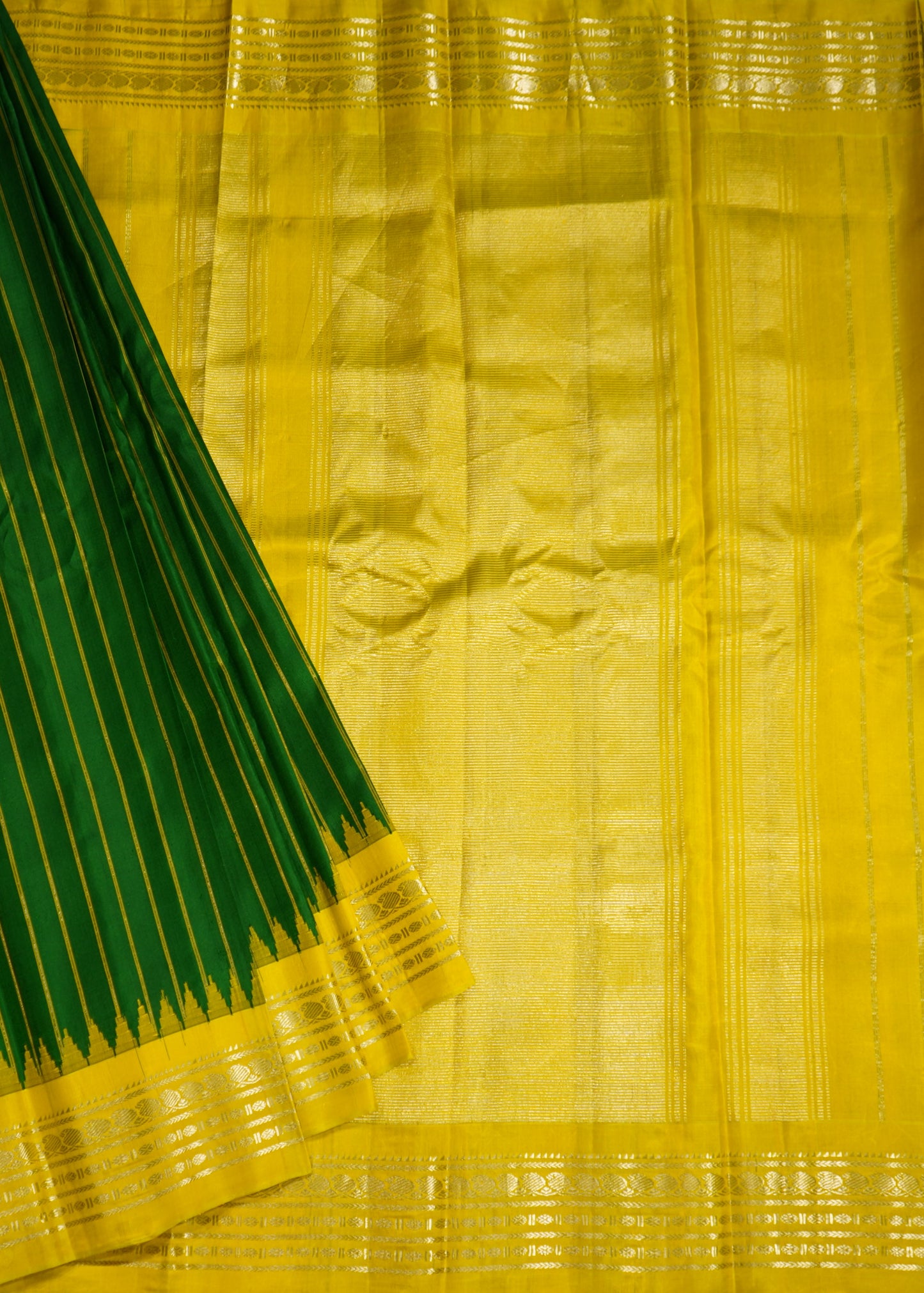Green Gadwal Strips Pure Silk Handloom Saree