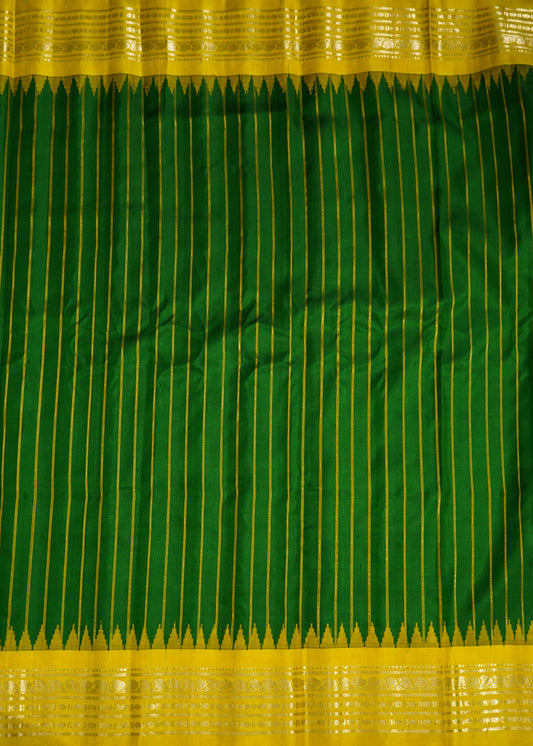 Green Gadwal Strips Pure Silk Handloom Saree