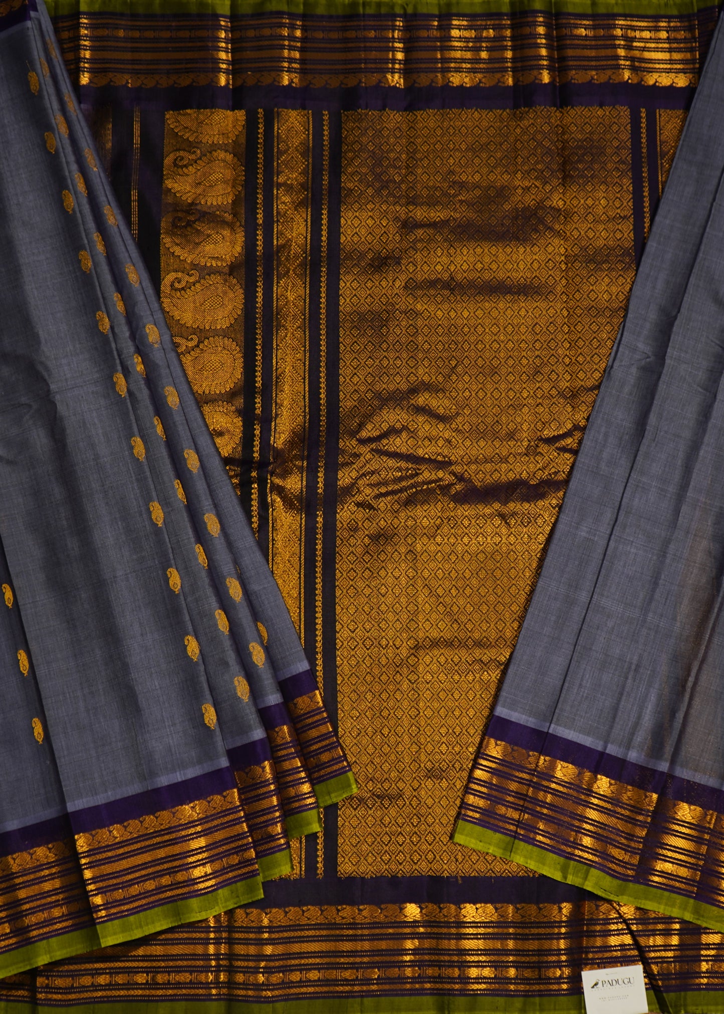 Light Lavender Gadwal Zari Buti Pure Silk Handloom Saree