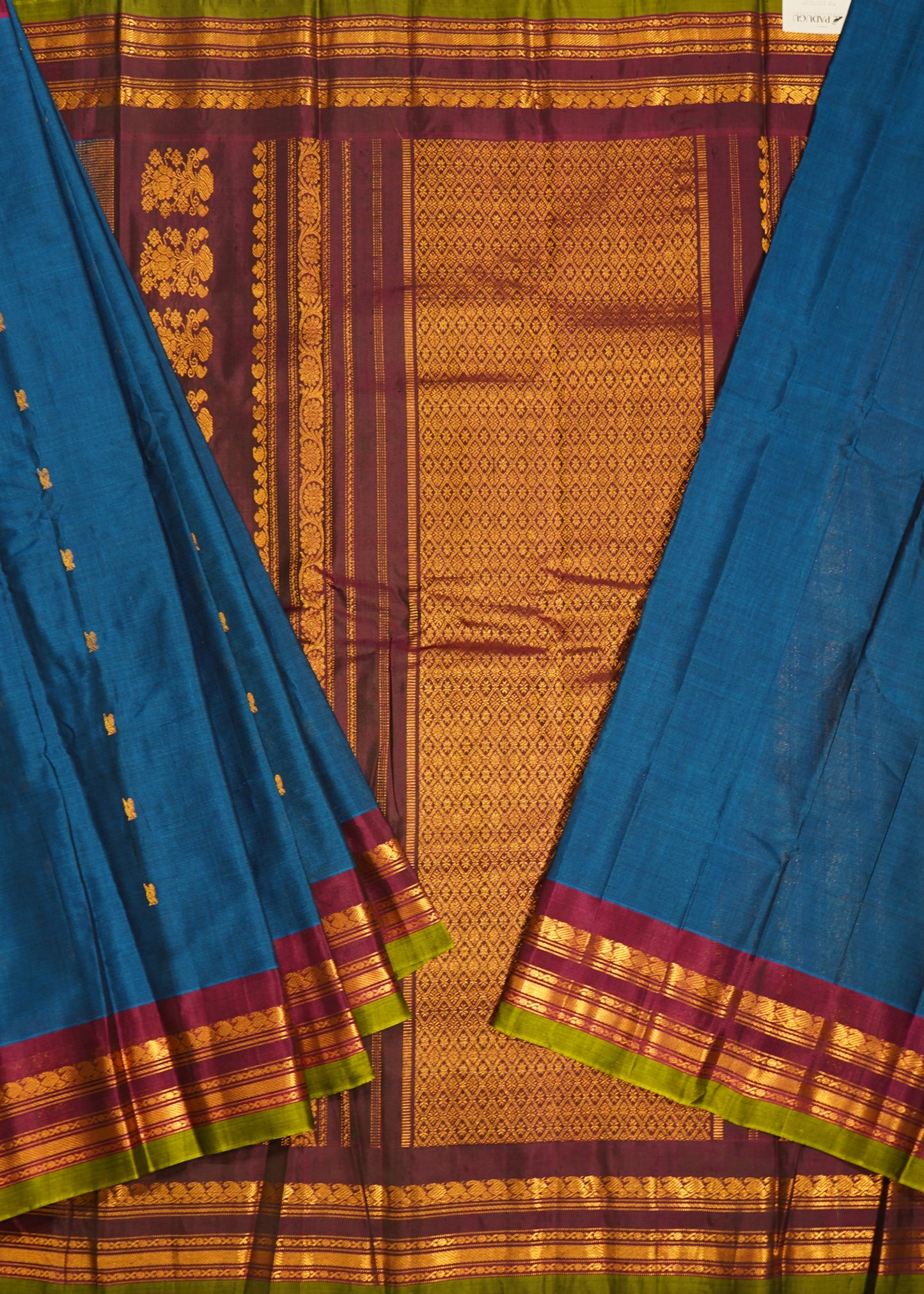 Blue Gadwal Zari Buti Pure Handloom Saree