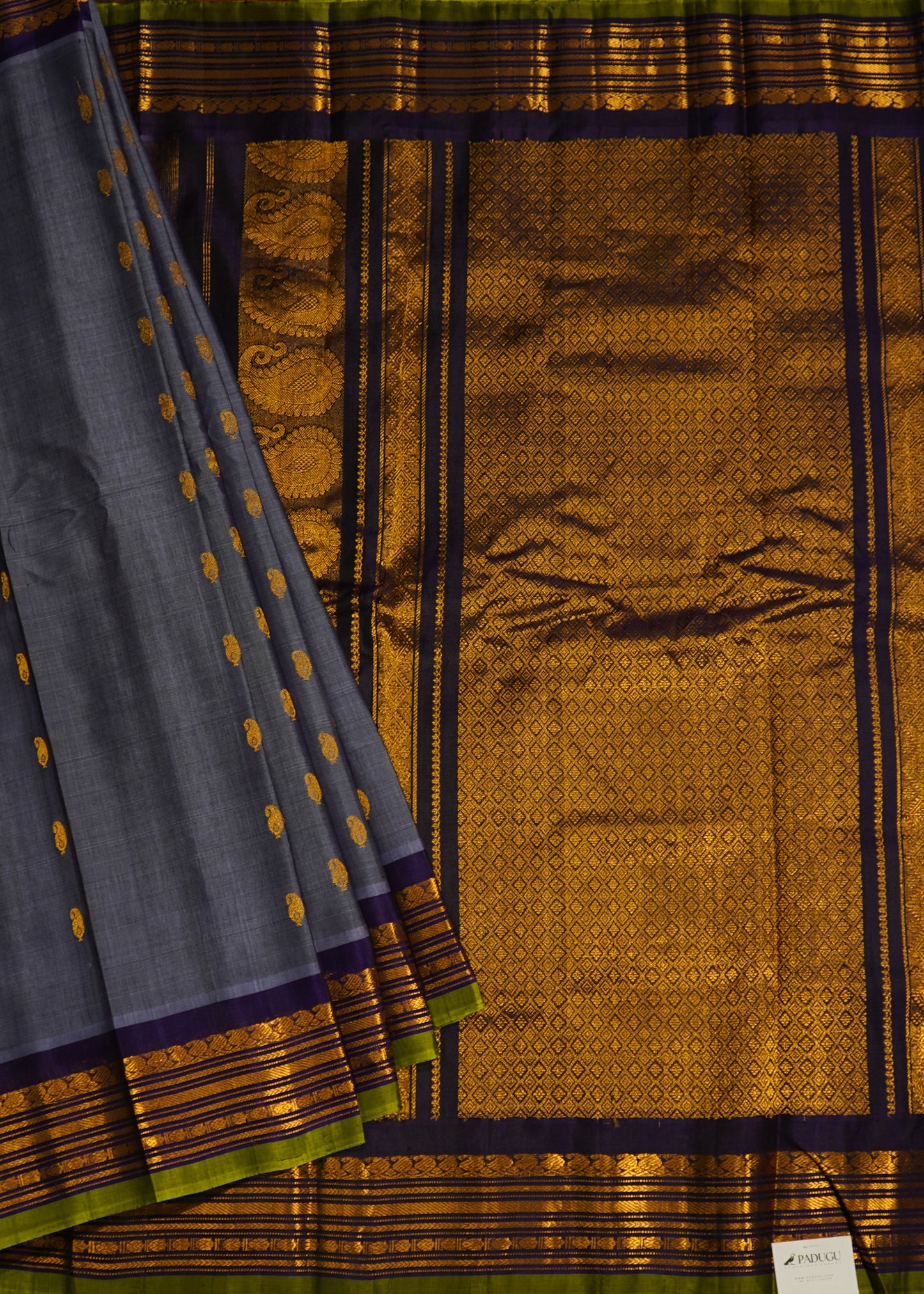 Light Lavender Gadwal Zari Buti Pure Silk Handloom Saree