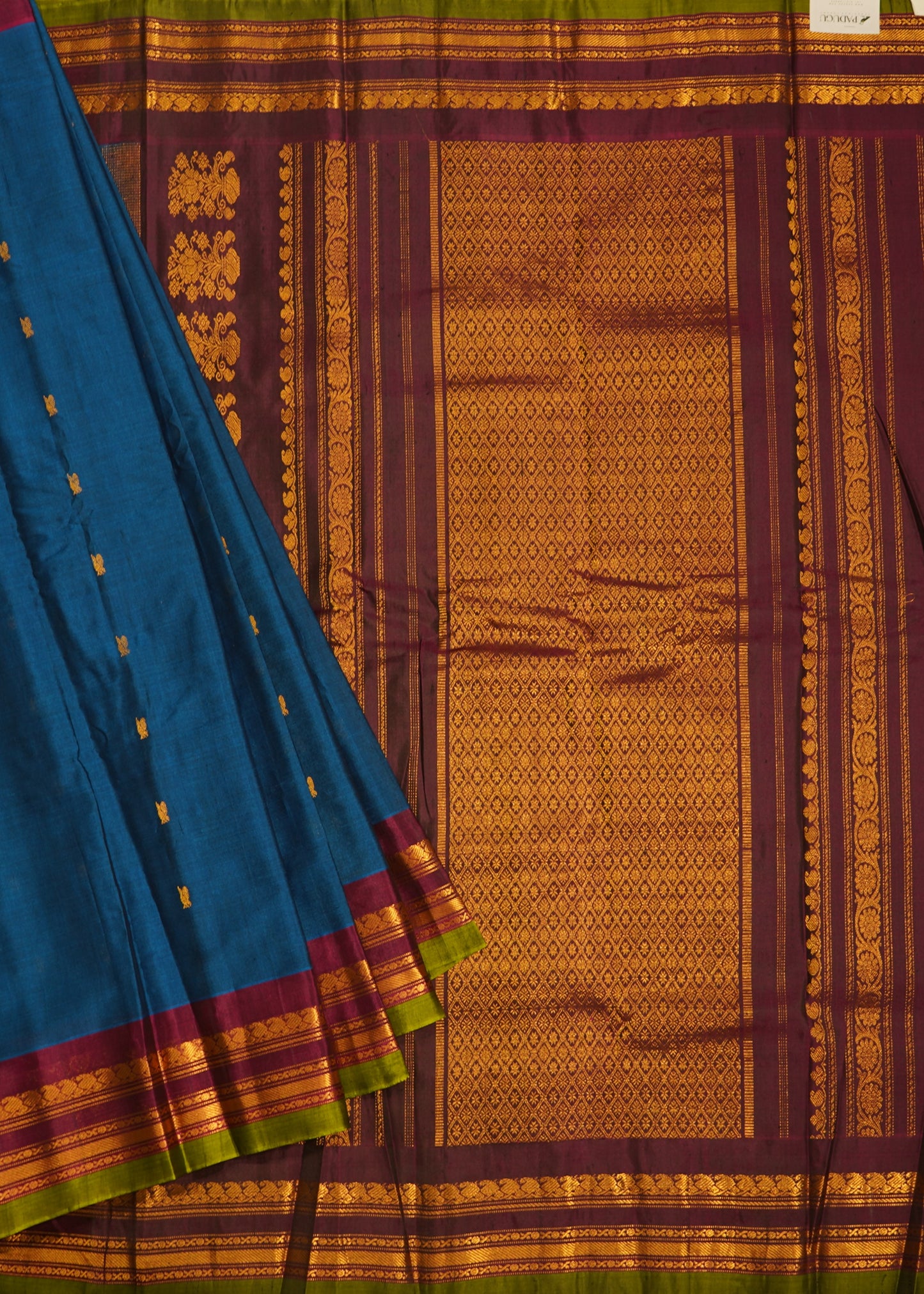 Blue Gadwal Zari Buti Pure Handloom Saree