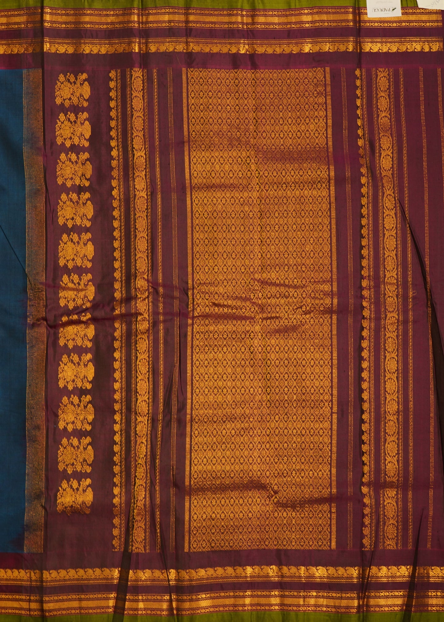 Blue Gadwal Zari Buti Pure Handloom Saree