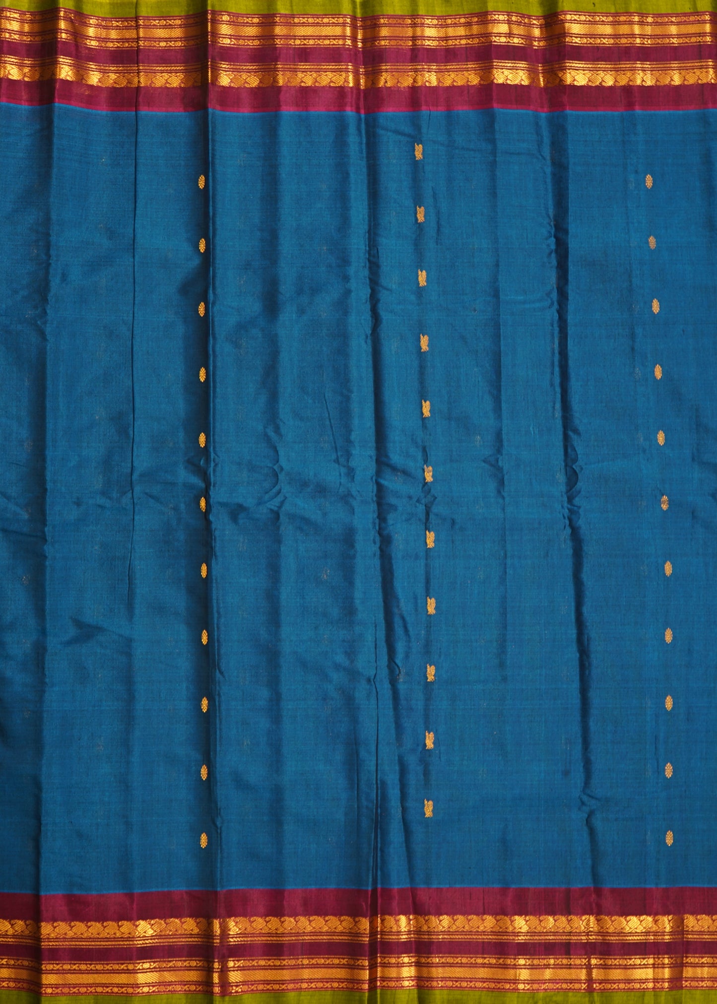 Blue Gadwal Zari Buti Pure Handloom Saree