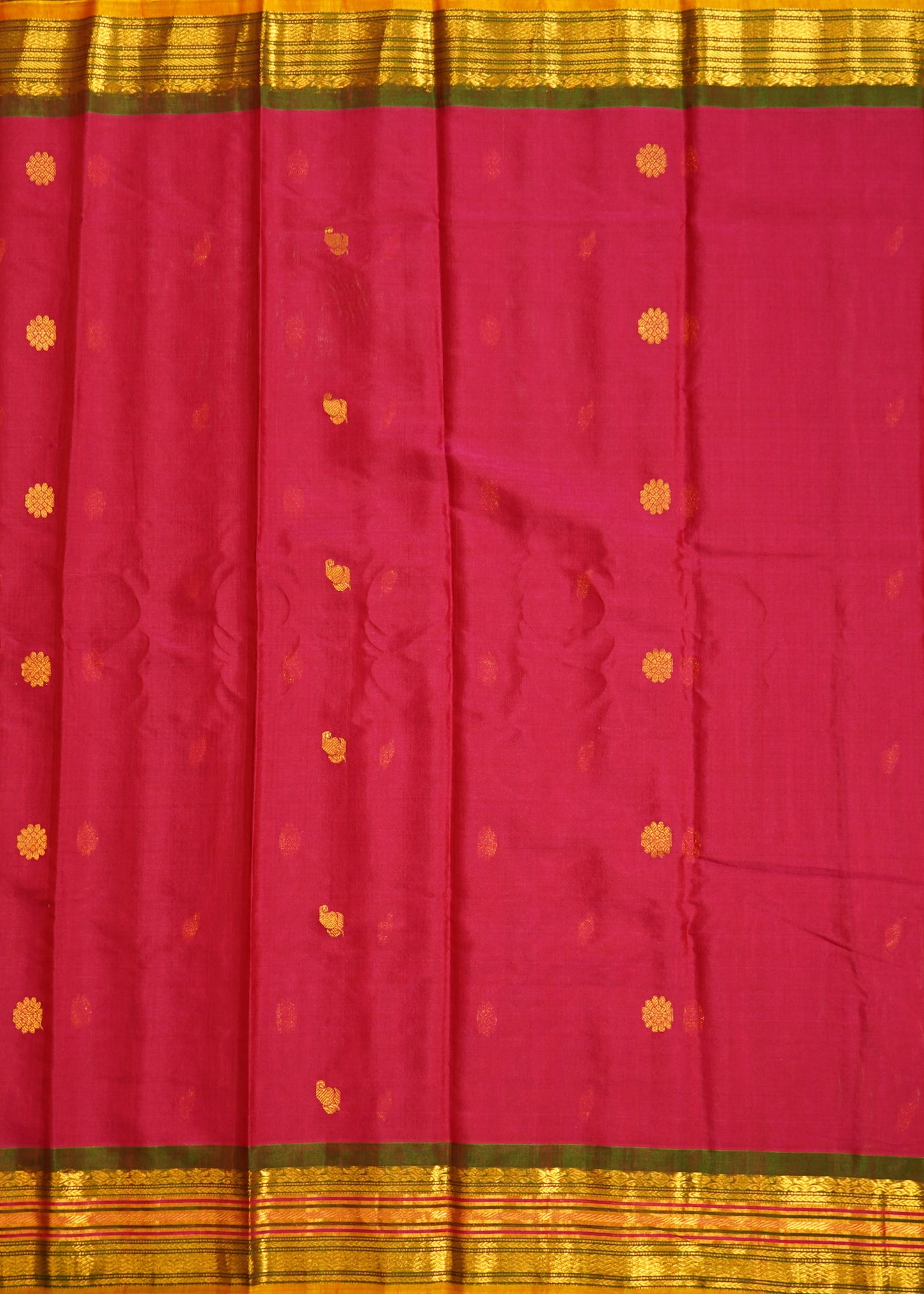 Dark Pink Gadwal Zari Buti Pure Handloom Saree