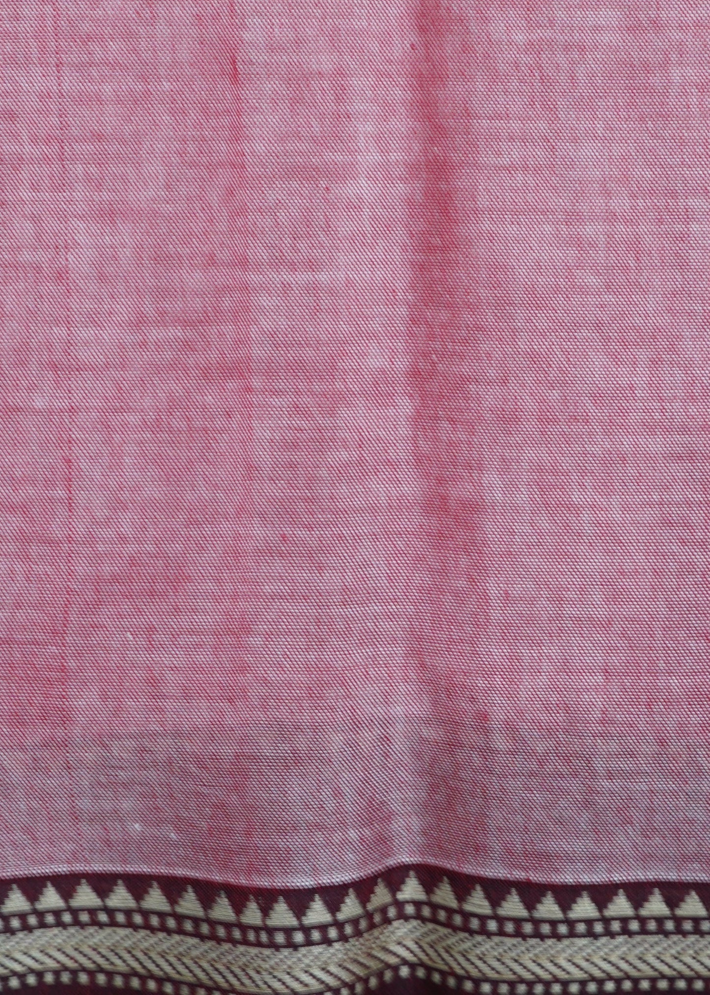 Apricot Narayanpet Small Border Pure Cotton Handloom Saree