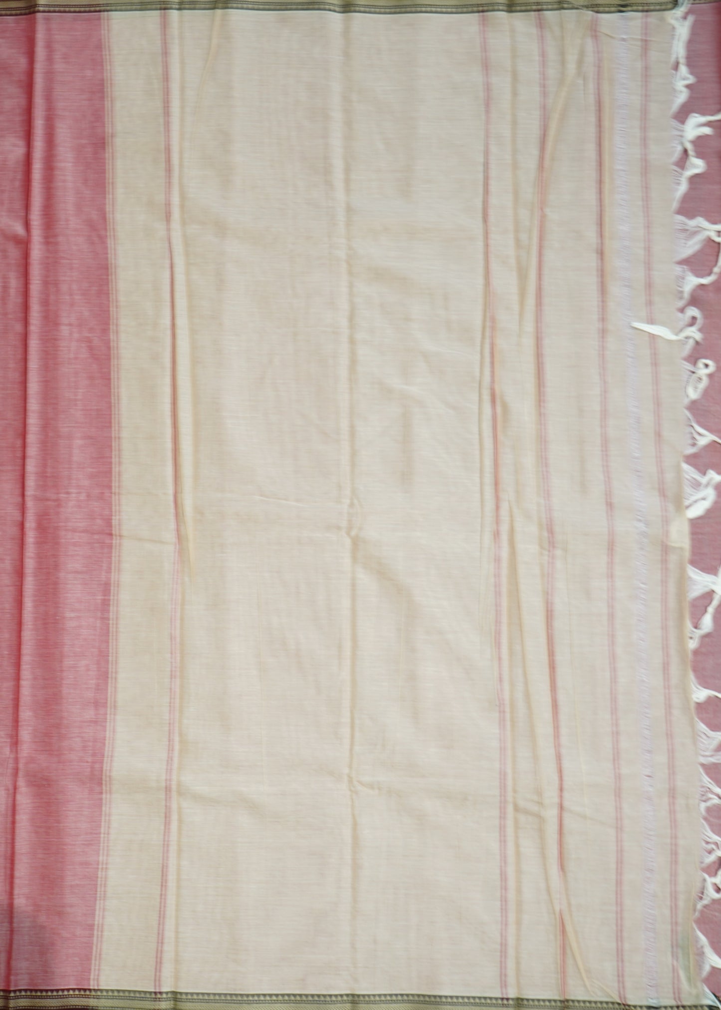 Apricot Narayanpet Small Border Pure Cotton Handloom Saree