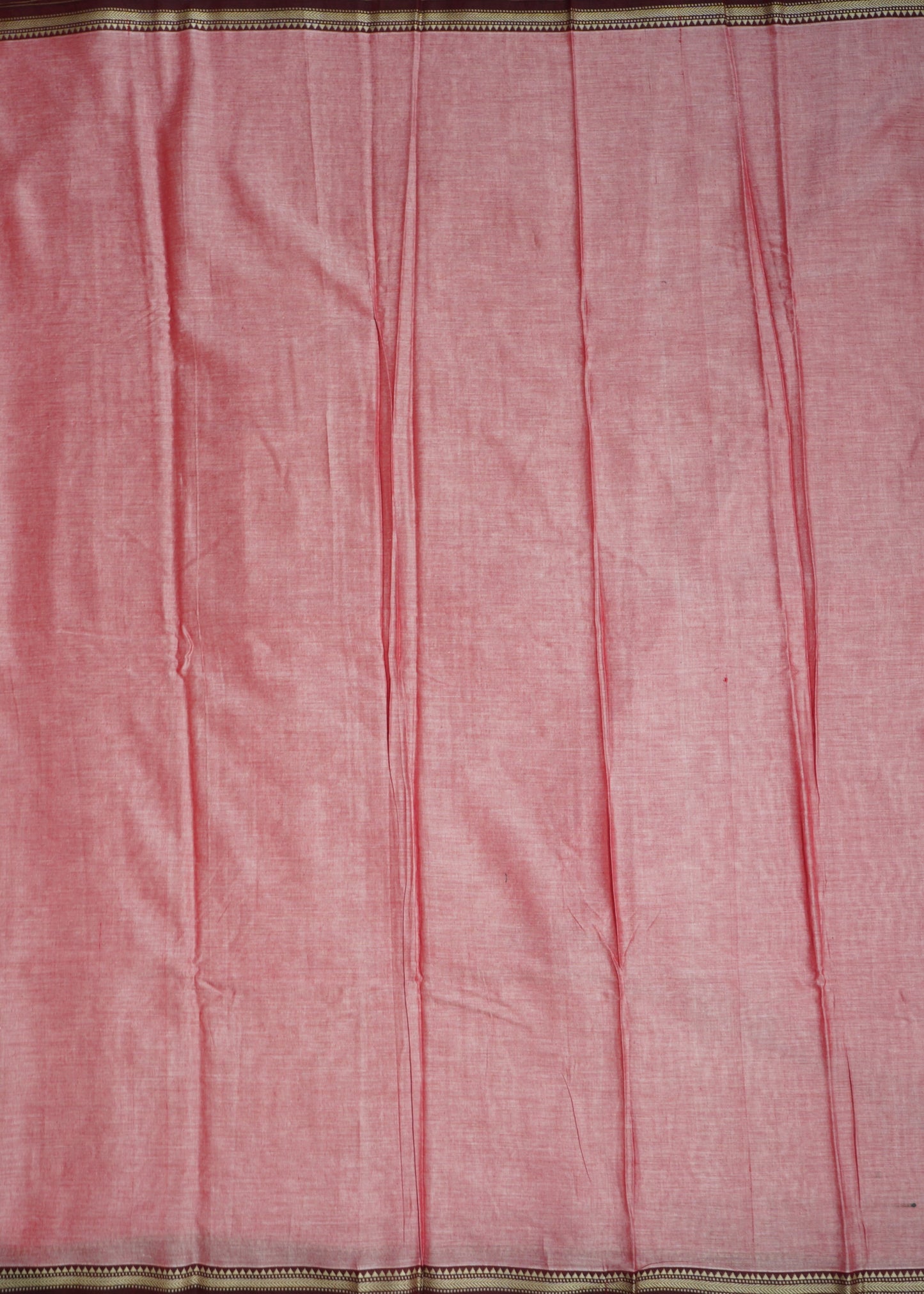 Apricot Narayanpet Small Border Pure Cotton Handloom Saree