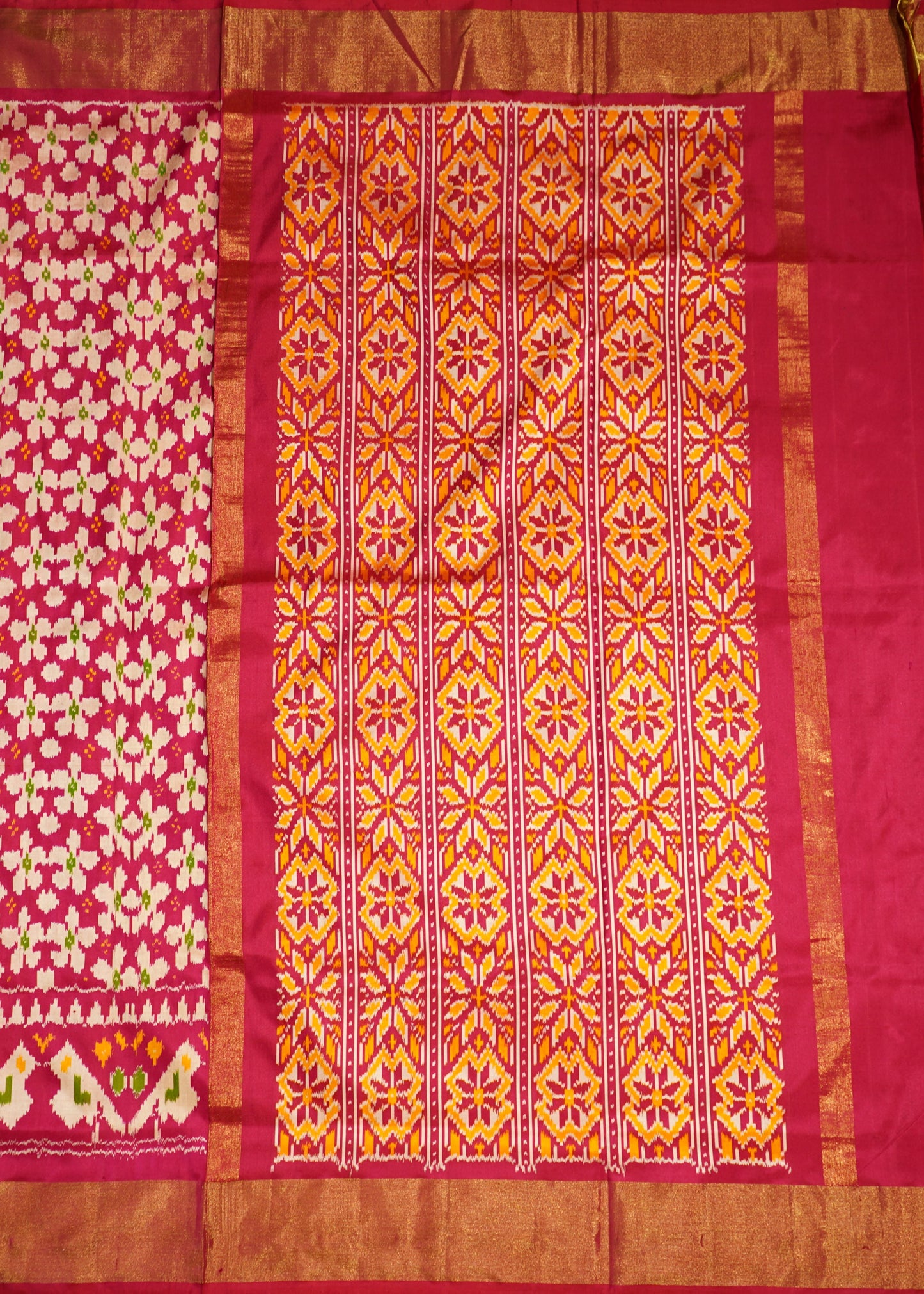 Pink Ikkat Pochampally Zari Buti Pure Silk Handloom Saree