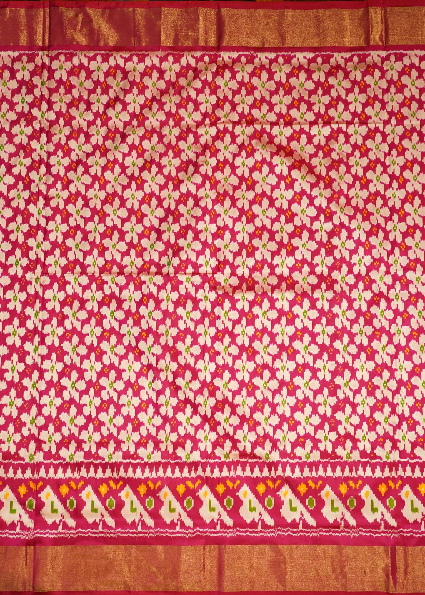 Pink Ikkat Pochampally Zari Buti Pure Silk Handloom Saree