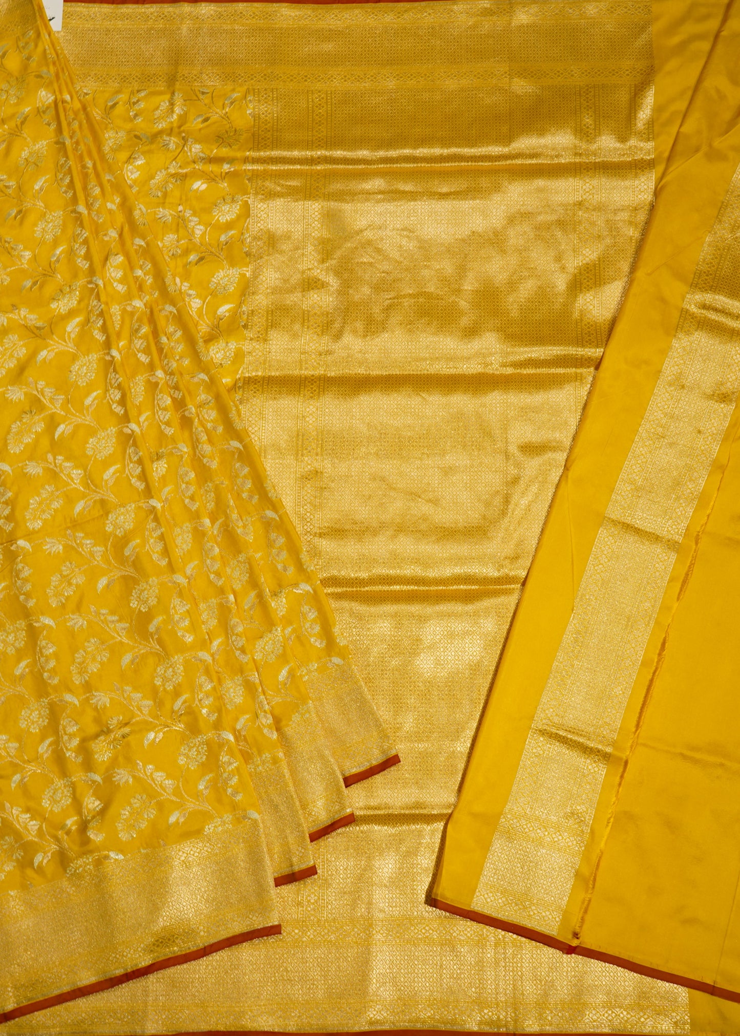 Yellow Banaras Katan All over Zari Pure Silk Handloom Saree