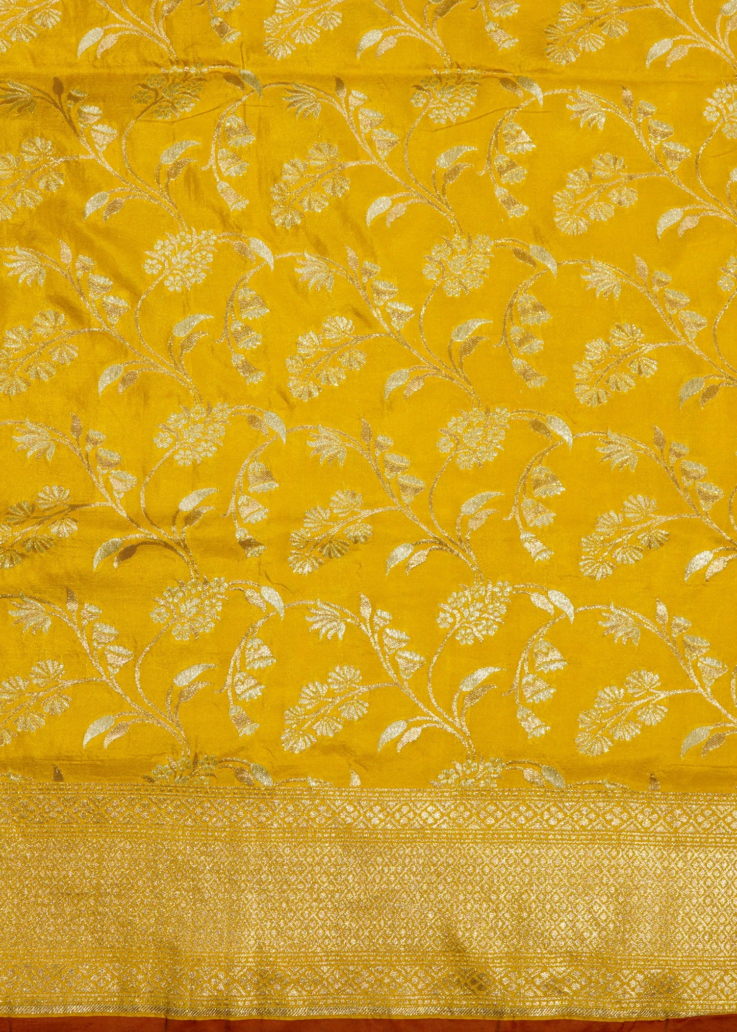 Yellow Banaras Katan All over Zari Pure Silk Handloom Saree