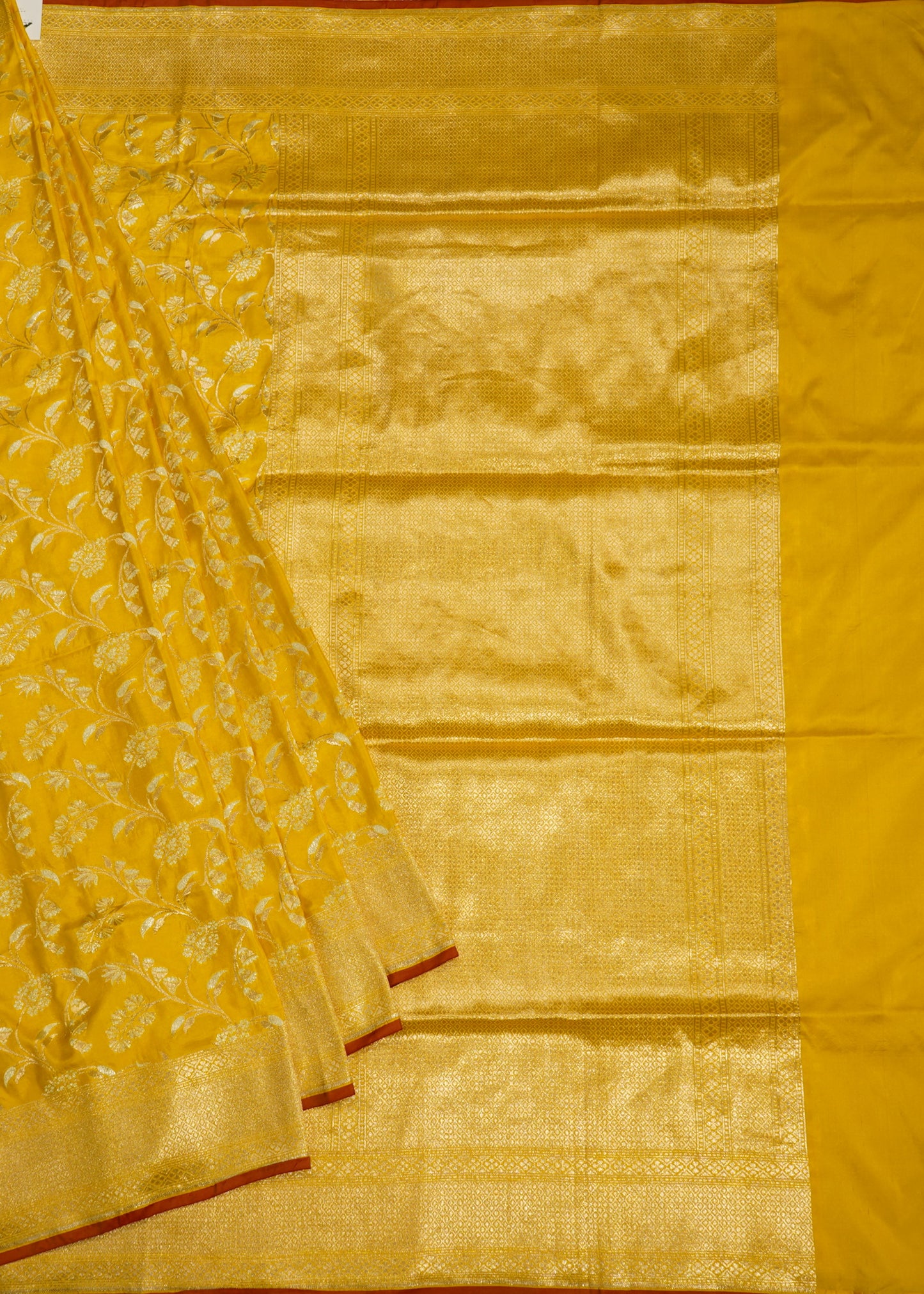 Yellow Banaras Katan All over Zari Pure Silk Handloom Saree